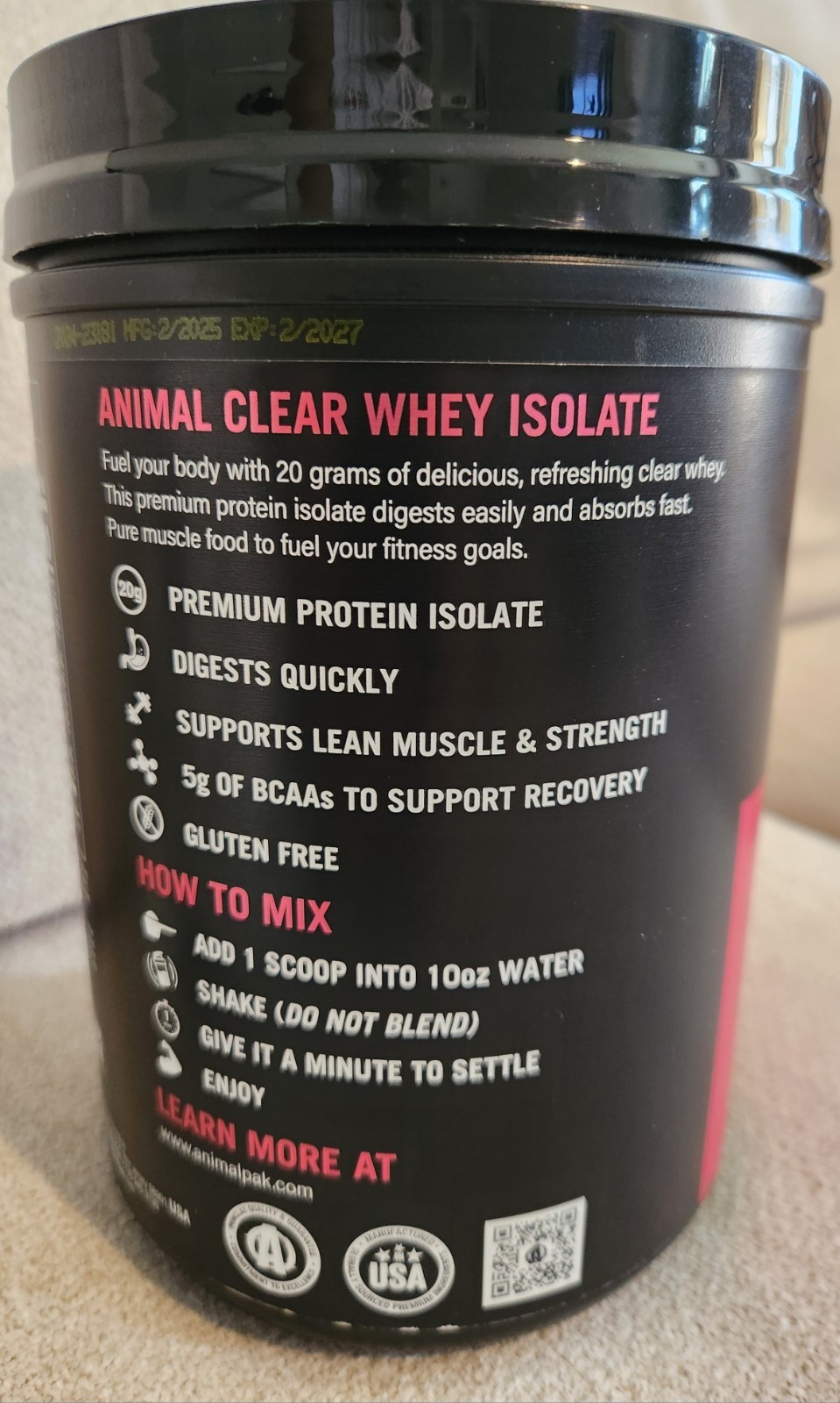 Animal Clear Whey Isolate 1.1 lbs (500 g) Universal Nutrition (Choose Flavor)