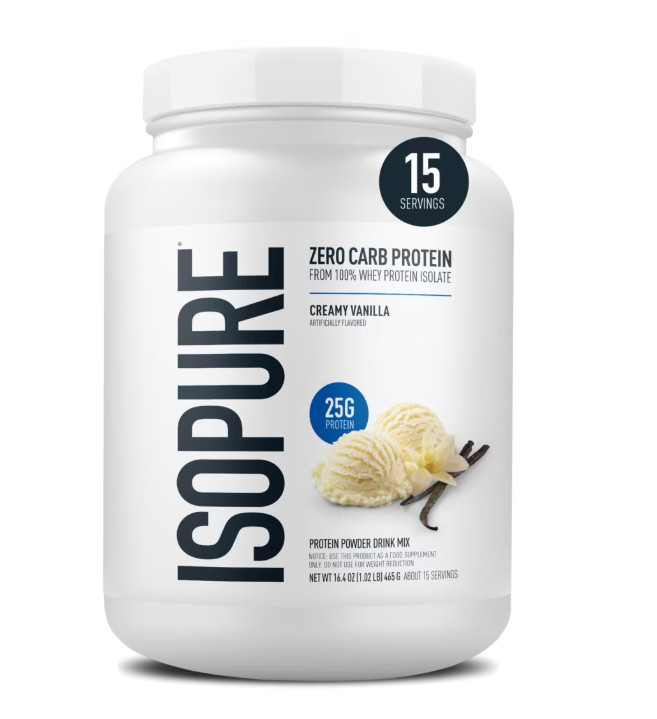 Isopure Zero Carb 100% Whey Protein Isolate Vanilla 15 Servings 25g Protein