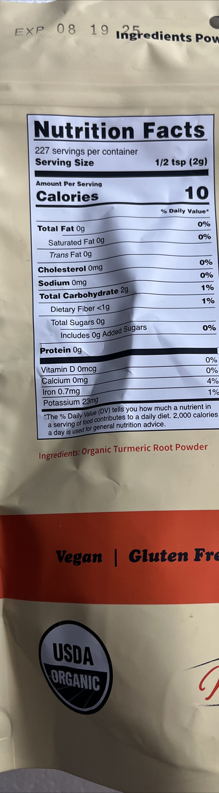 Nutri-hut VEGAN Turmeric Powder 16 oz (454g)