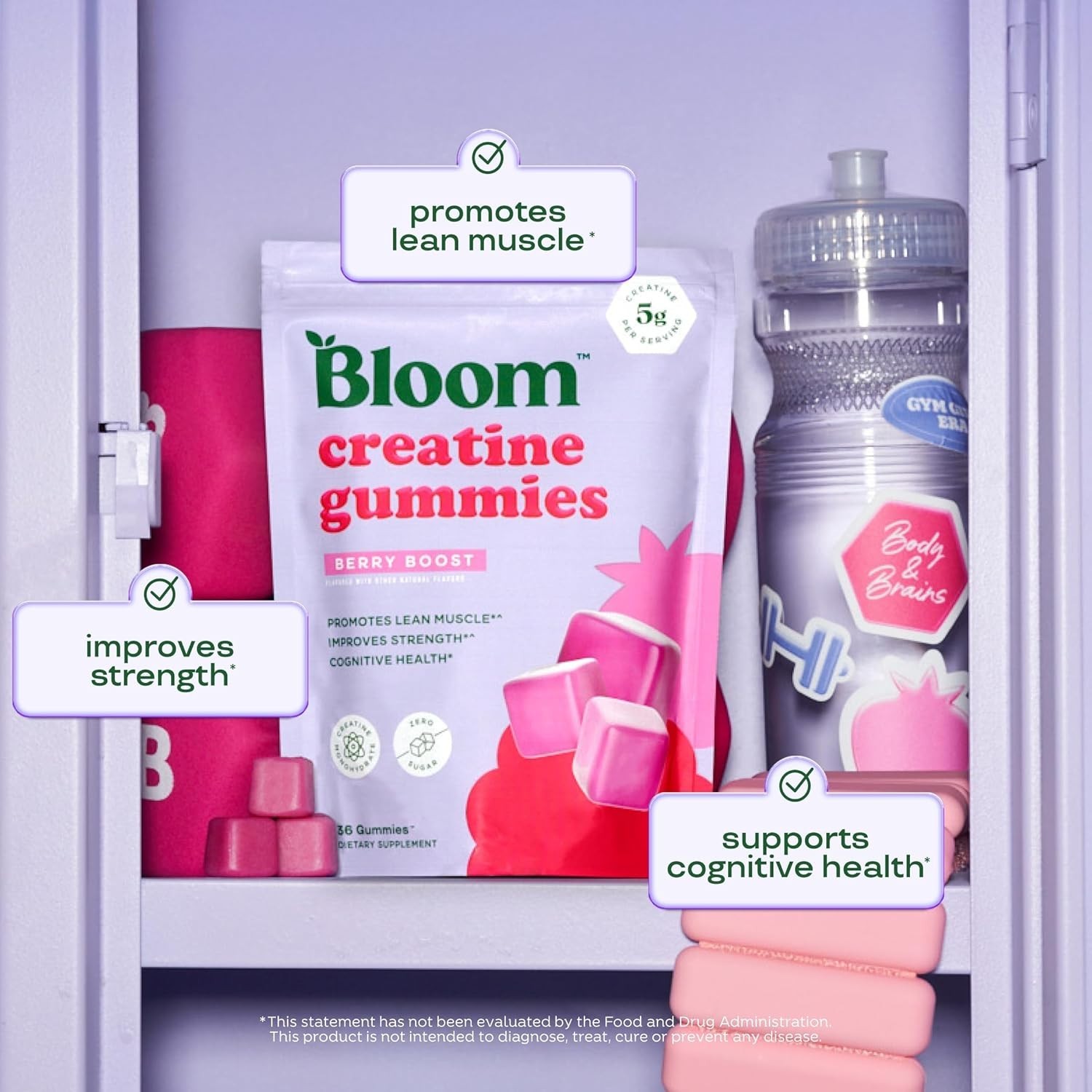 Women’s Creatine Monohydrate Gummies – Berry Boost, 36 Gummies for Strength