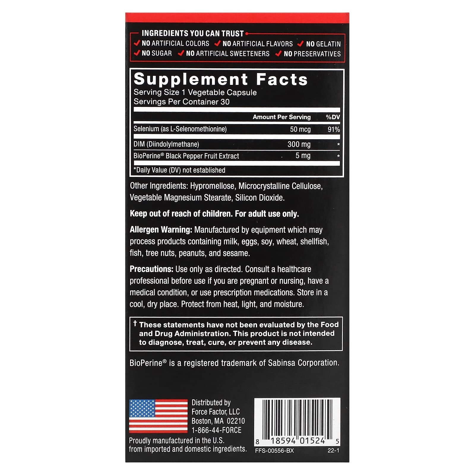 Force Factor DIM Pills to Decrease 30 Count (Pack of 1), Black (Packaging)