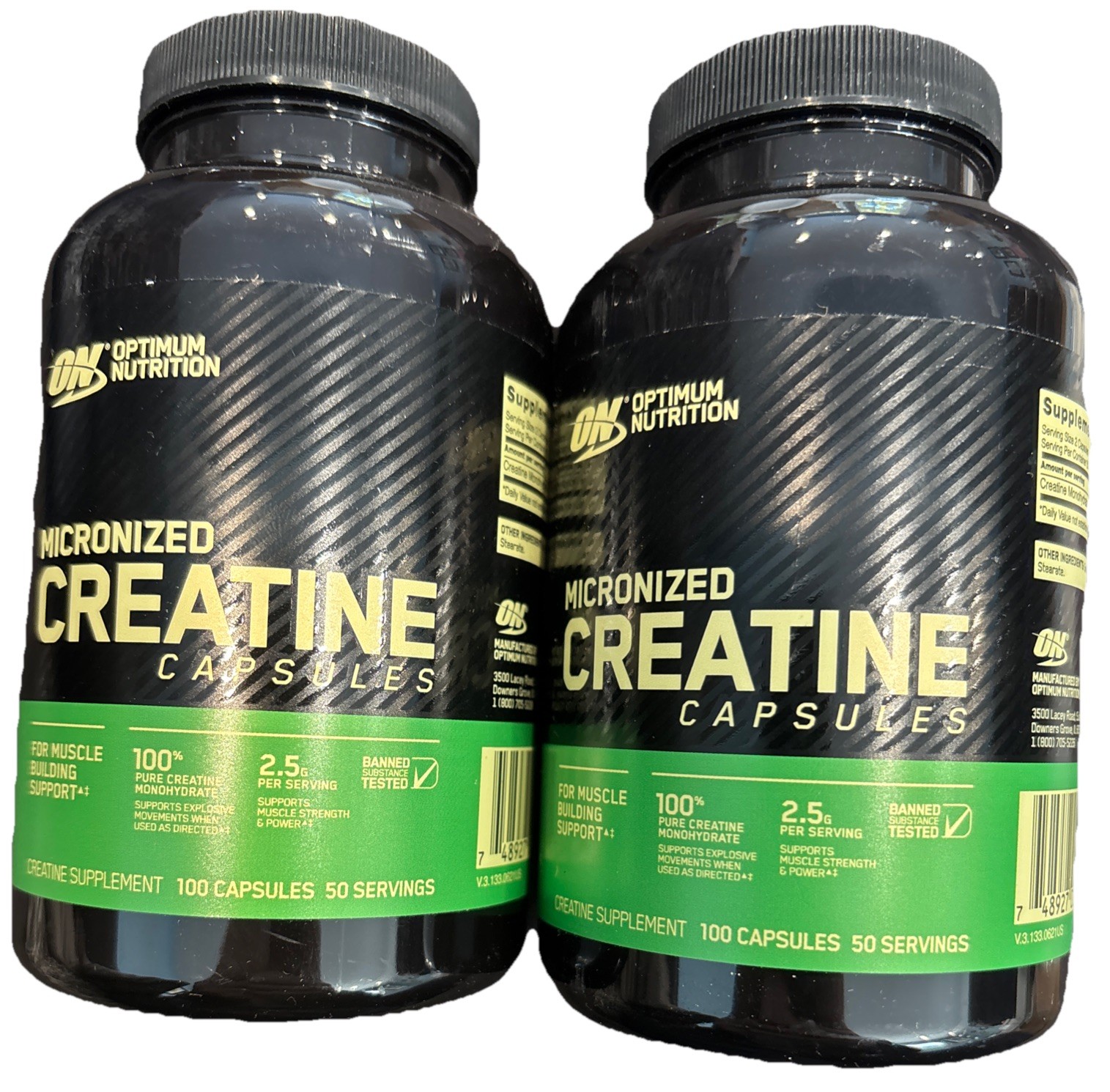 Lot Of 2 Optimum Nutrition Micronized Creatine – 100 Capsules 09/2026