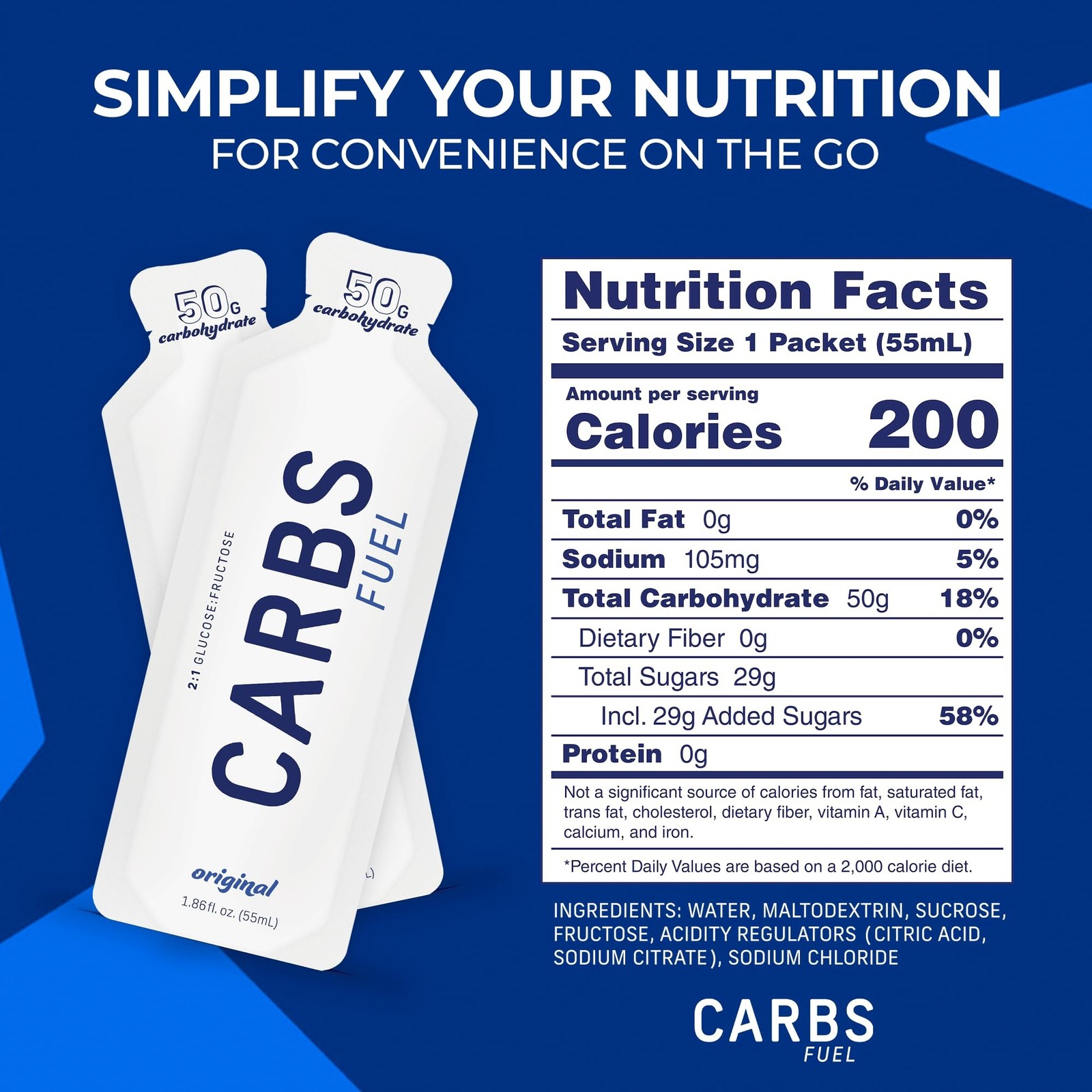 Original 50g Energy Gel – 50g Carbs Per Gel – No Preservatives, No Gelling Ag…