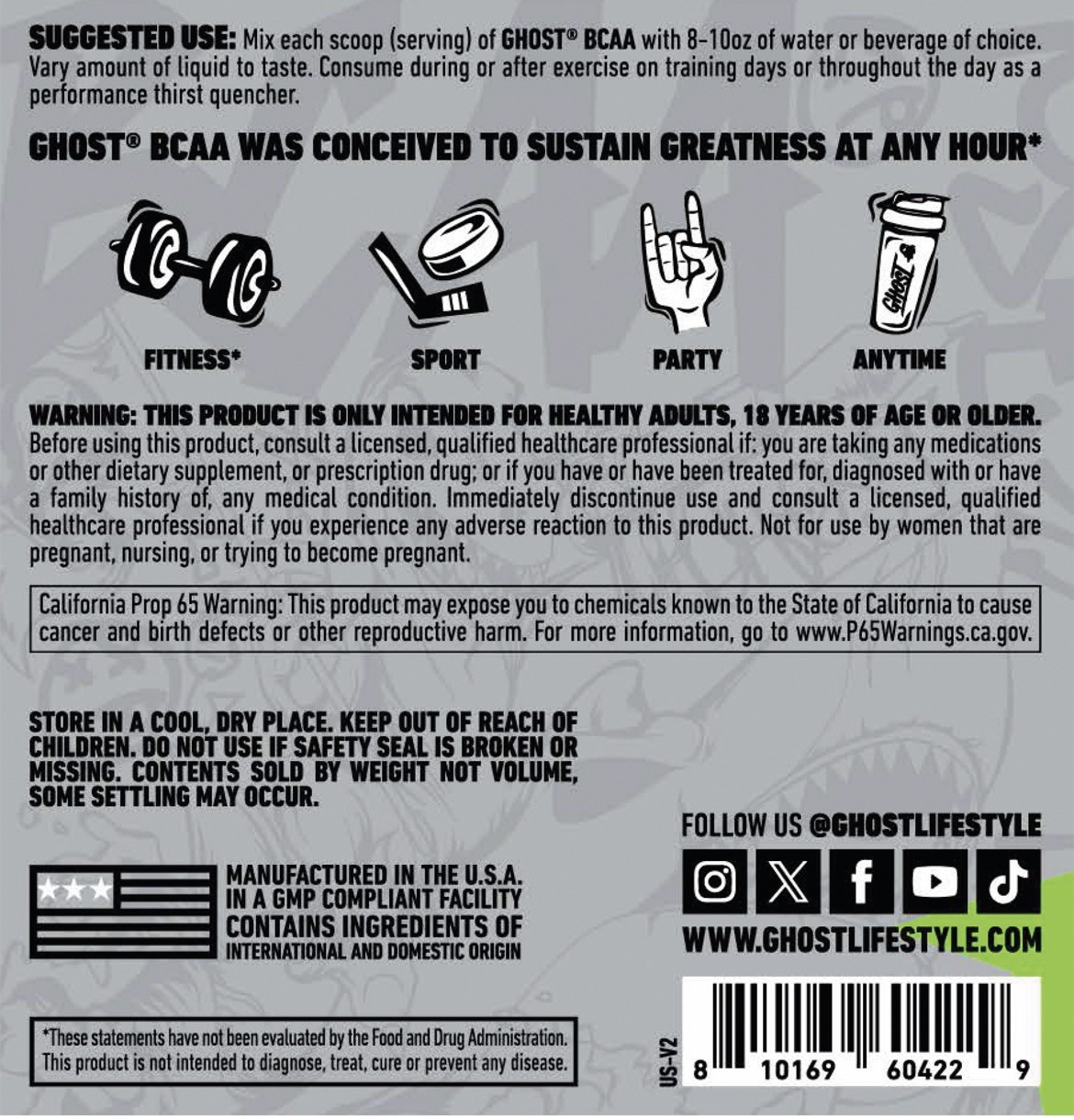 GHOST BCAA Powder Amino Acids 12.7 Ounce (Pack of 1), Welch’s Grape-cran