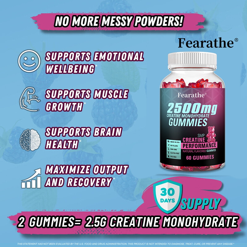 Creatine Monohydrate 2500mg- Increase Strength & Build Muscle, 60 Gummies
