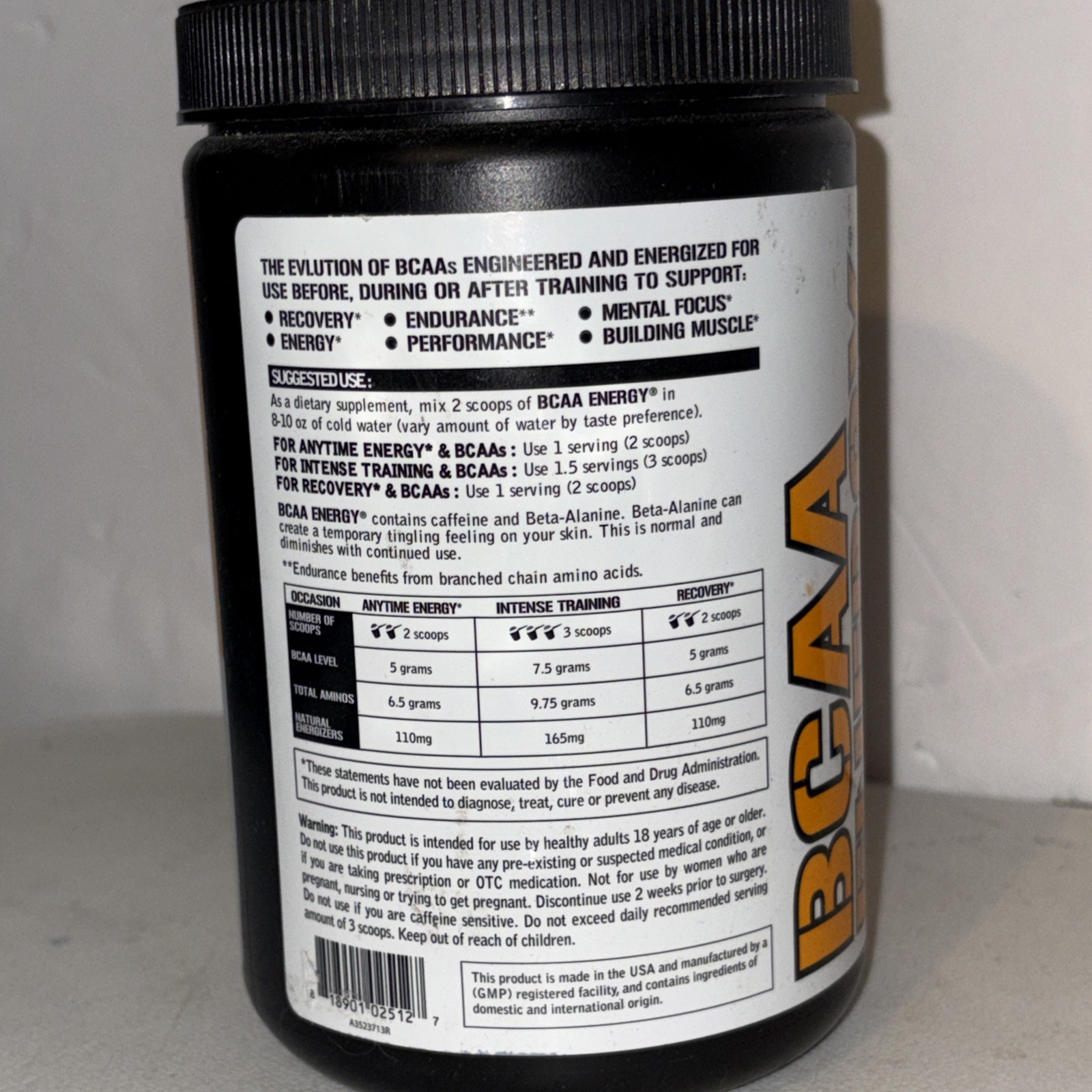 Evlution Nutrition BCAA Energy Recovery 30 Servings Orange Blast Exp6/26 Limited