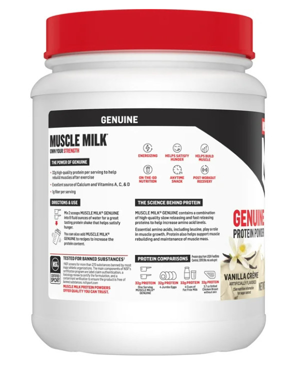 Muscle Milk Genuine Protein Powder, Vanilla, 1.9 lb, 32g Protein