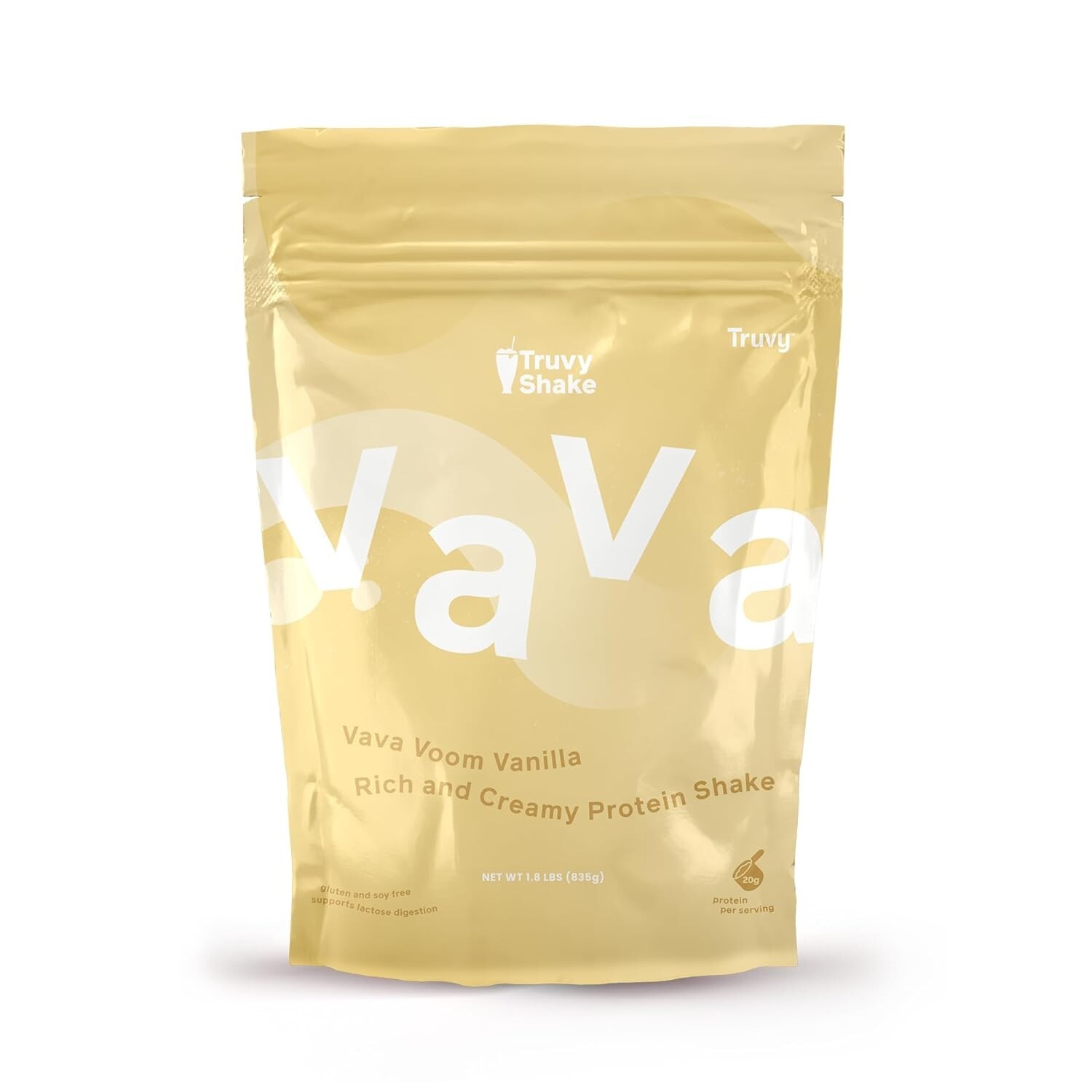 Truvy Vava Voom Vanilla Whey Protein Shake 1.8 lbs/835g with 20 g protein/servin
