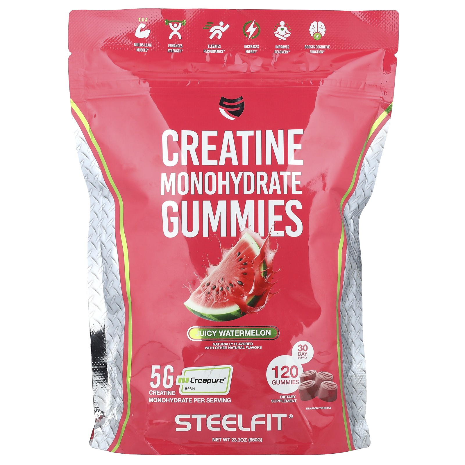 Creatine Monohydrate Gummies, Juicy Watermelon, 120 Gummies