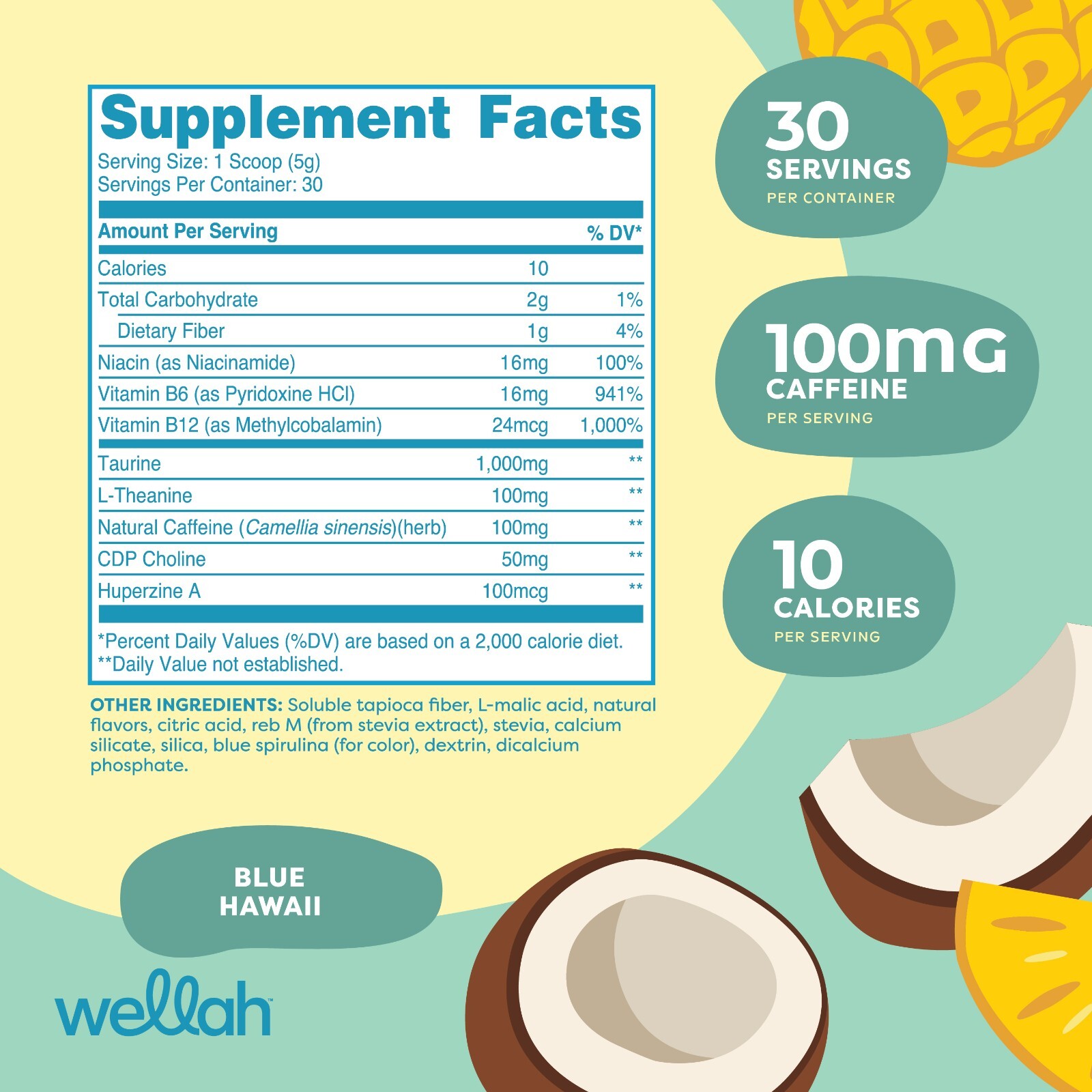 Wellah Perfect Pick-Me-Up (Blue Hawaii) 30 Servings