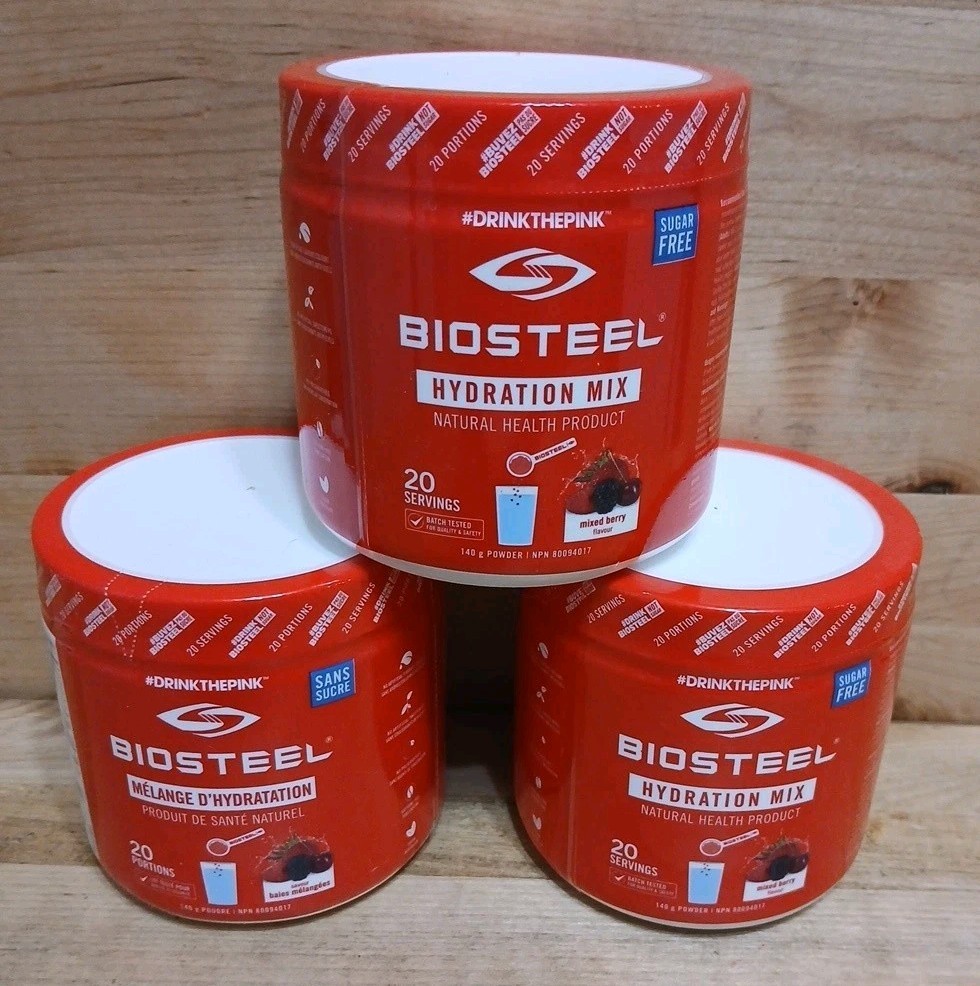3 PACK: BIOSTEEL “MIXED-BERRY” HYDRATION MIX 20 SERVINGS NSF ELECTROLYTES 5oz