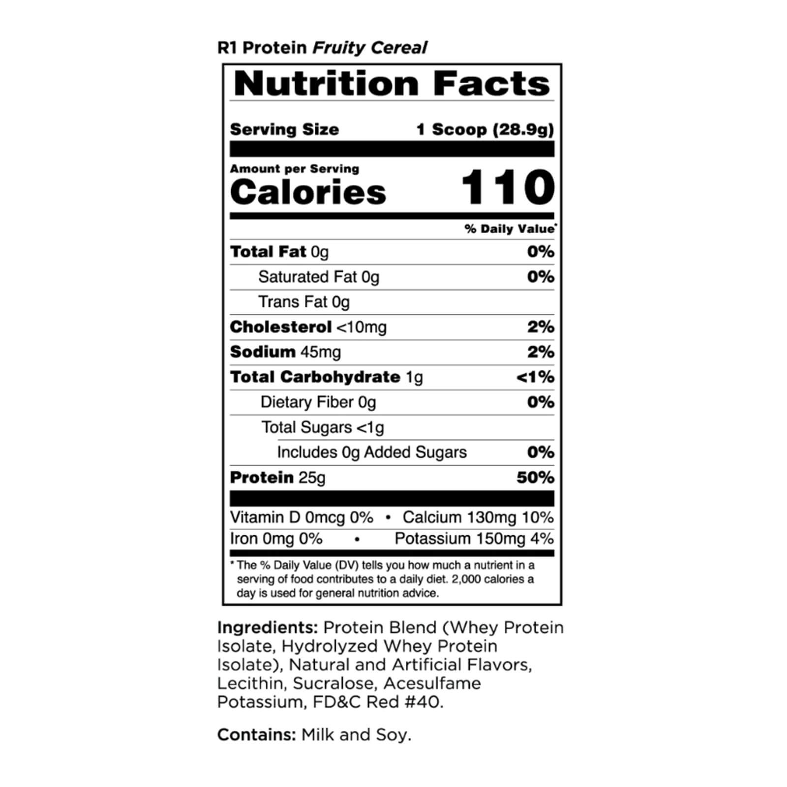 RULE 1 Protein 30 serv Fruity Cereal Whey Protein Isolate Hydrolysate 1.98lb