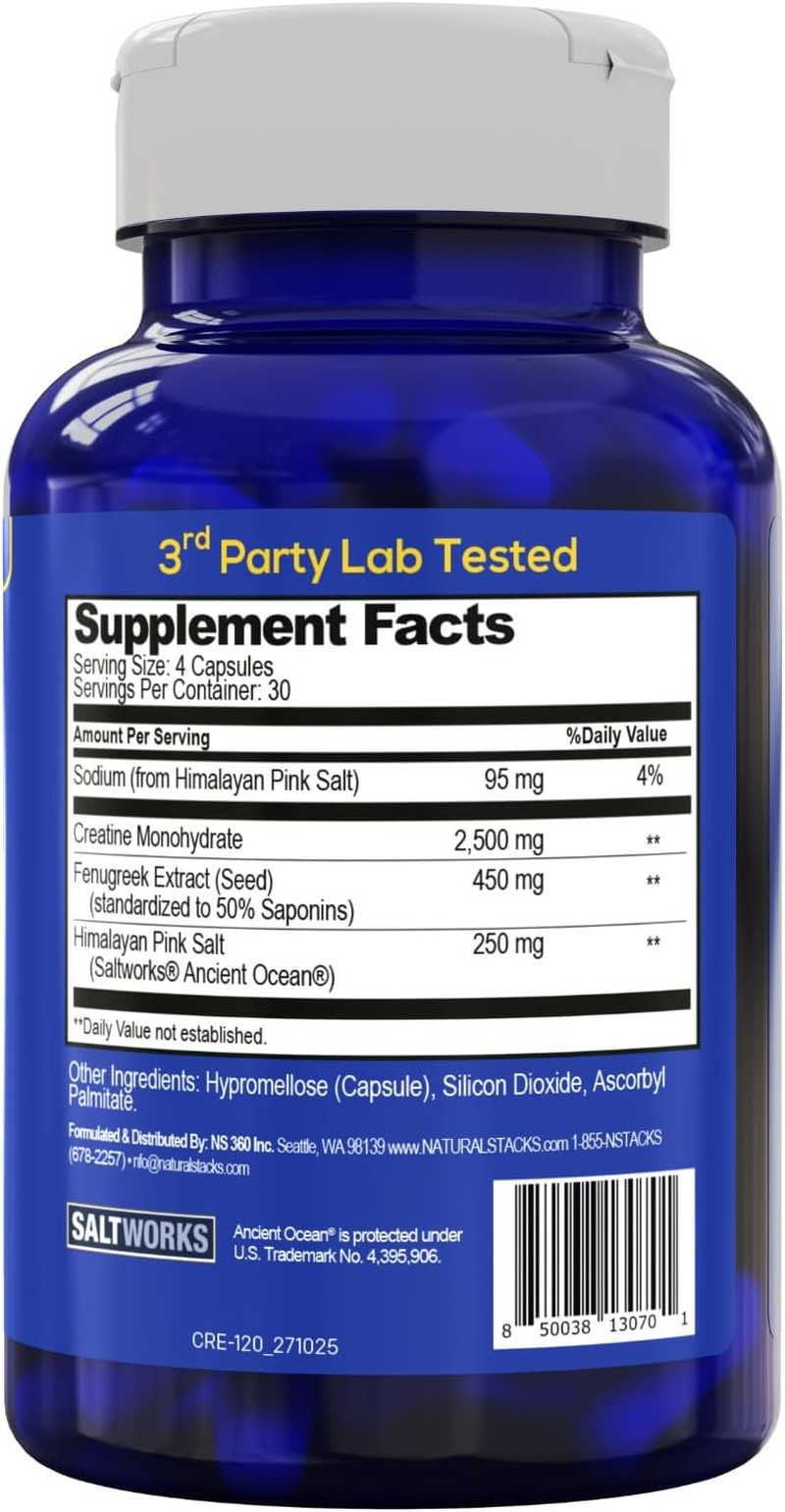 Creatine Monohydrate – 2500Mg Creatine Capsules – 450Mg Fenugreek Extract & 250M