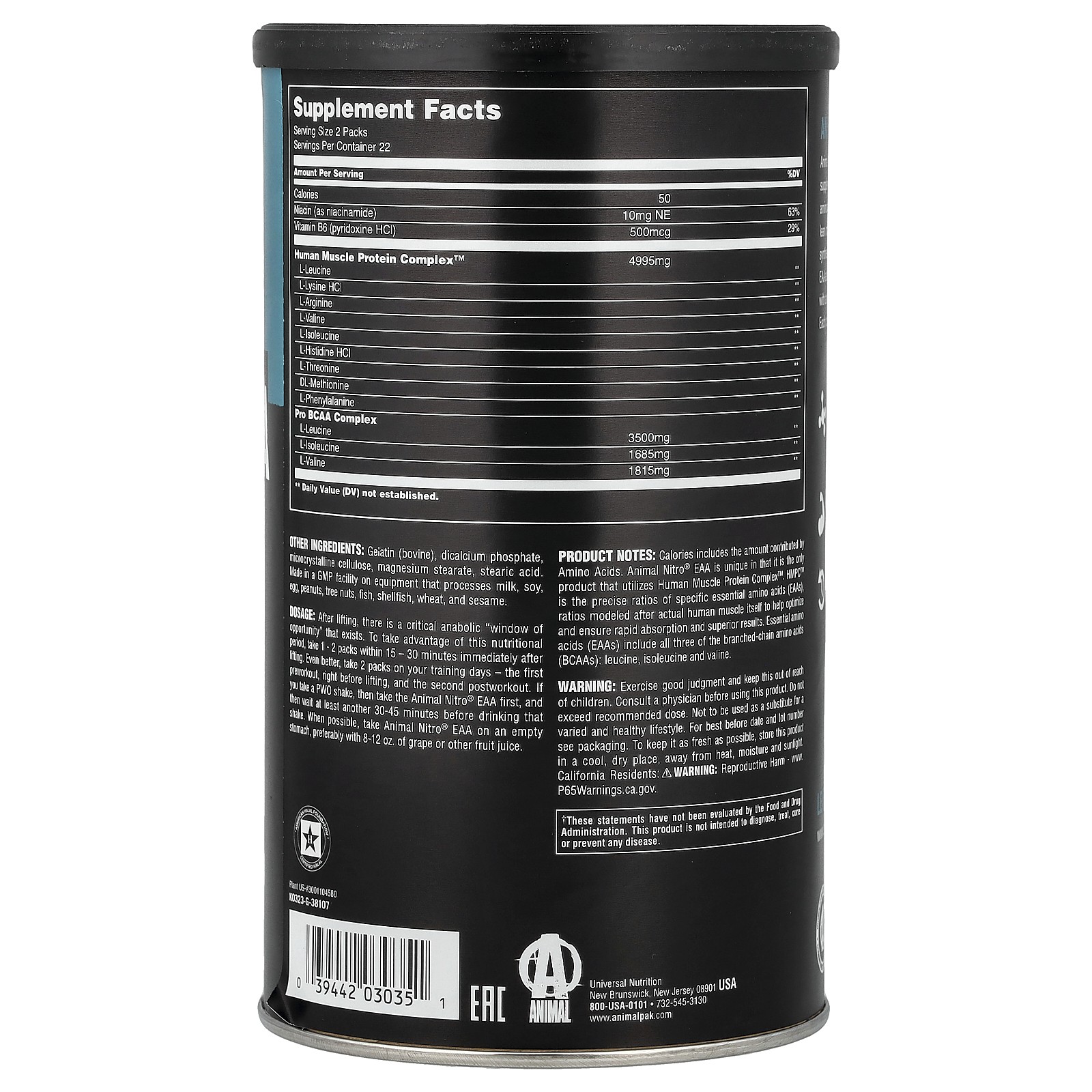 Nitro EAA, The Anabolic Essential Amino Acids Pack, 44 Packs