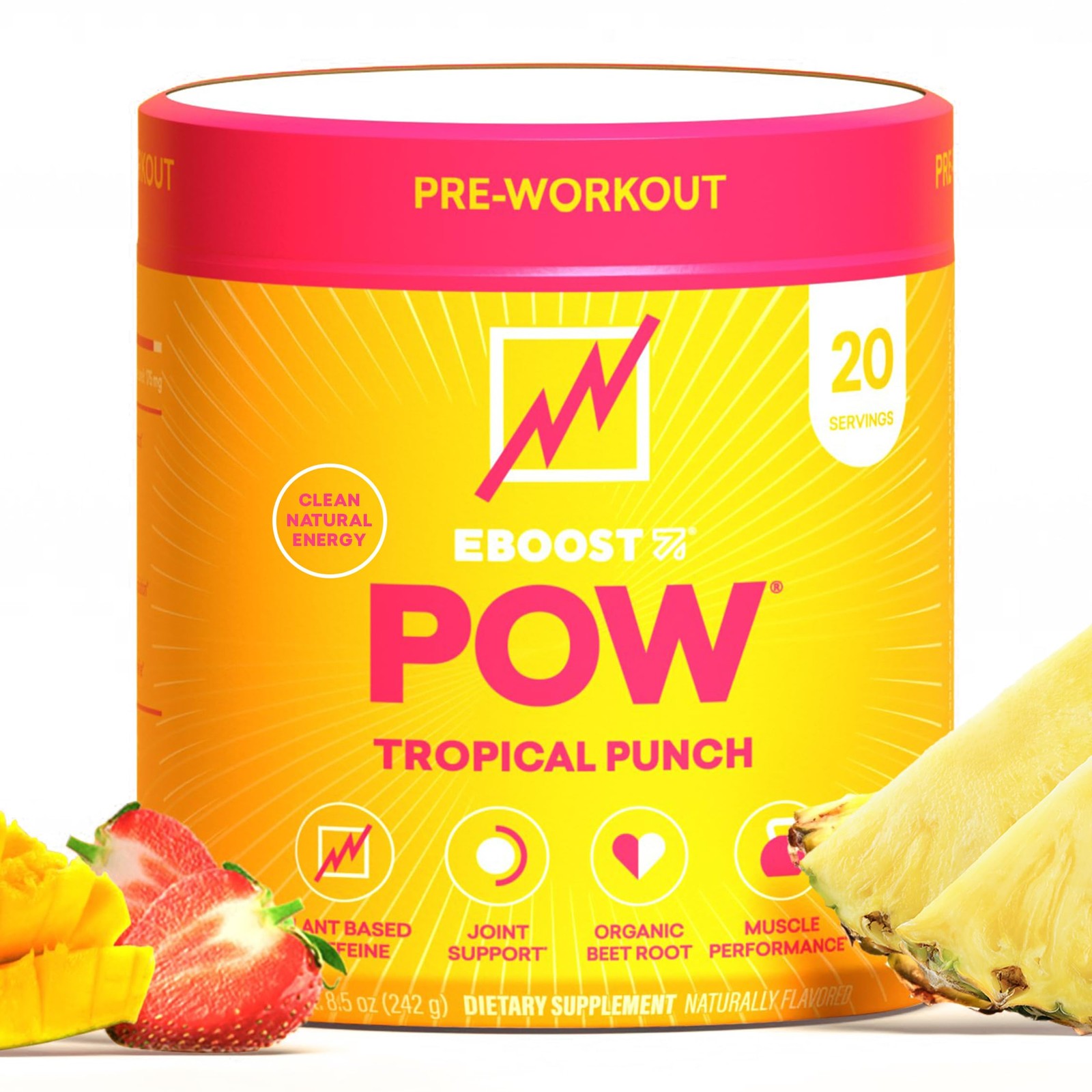 EBOOST POW Pre-Workout Powder Tropical Punch 20 Servings