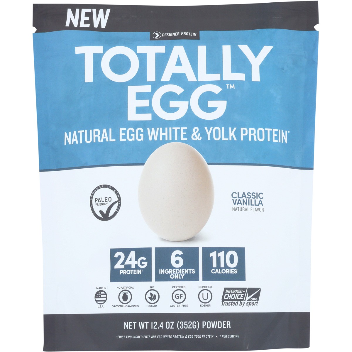 Totally Egg Protein Classic Vanilla By Designer White Powder 12.4 Oz 1 Pack