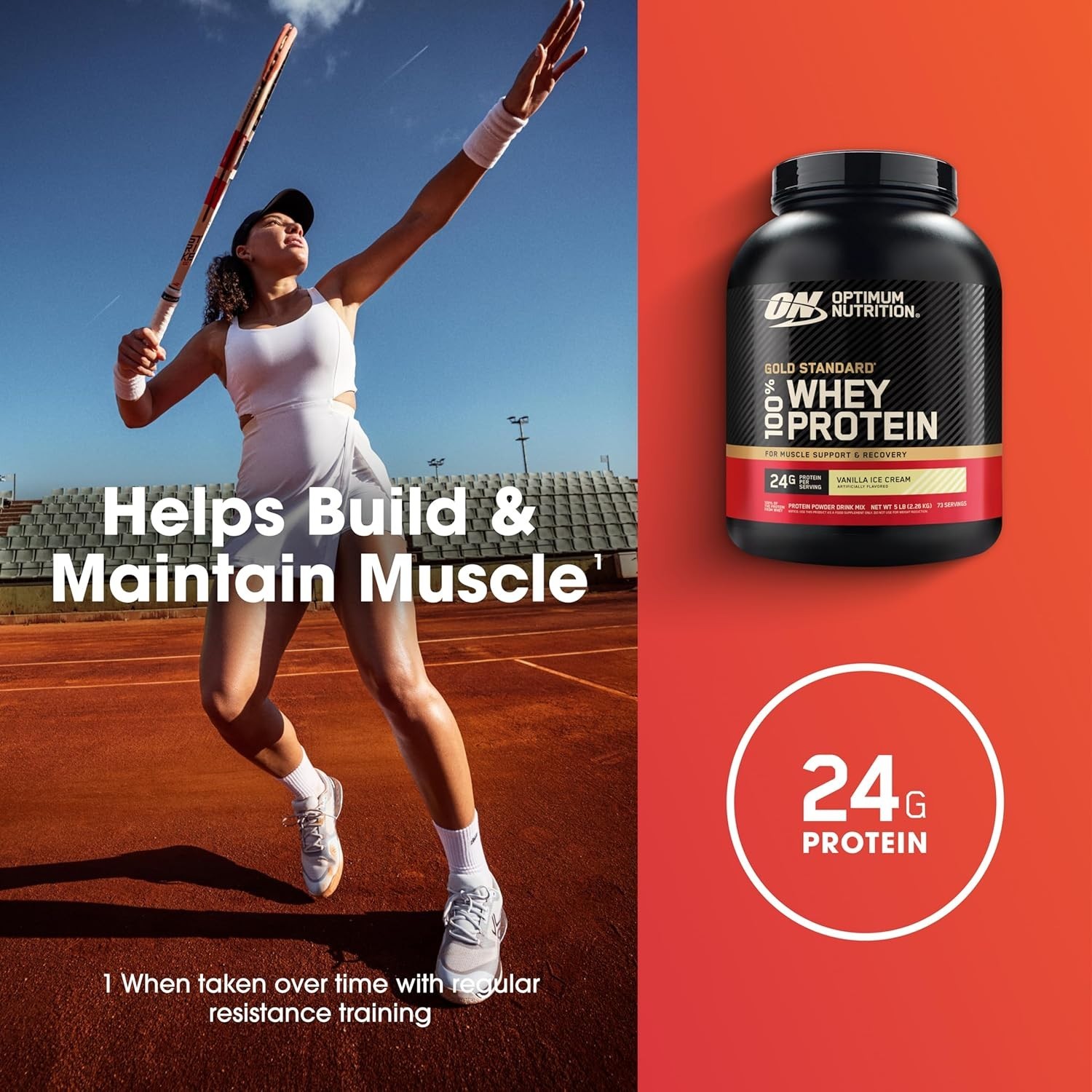 5lb Gold Standard Whey Protein Powder – Vegetarian Vanilla Ice Cream Flavor