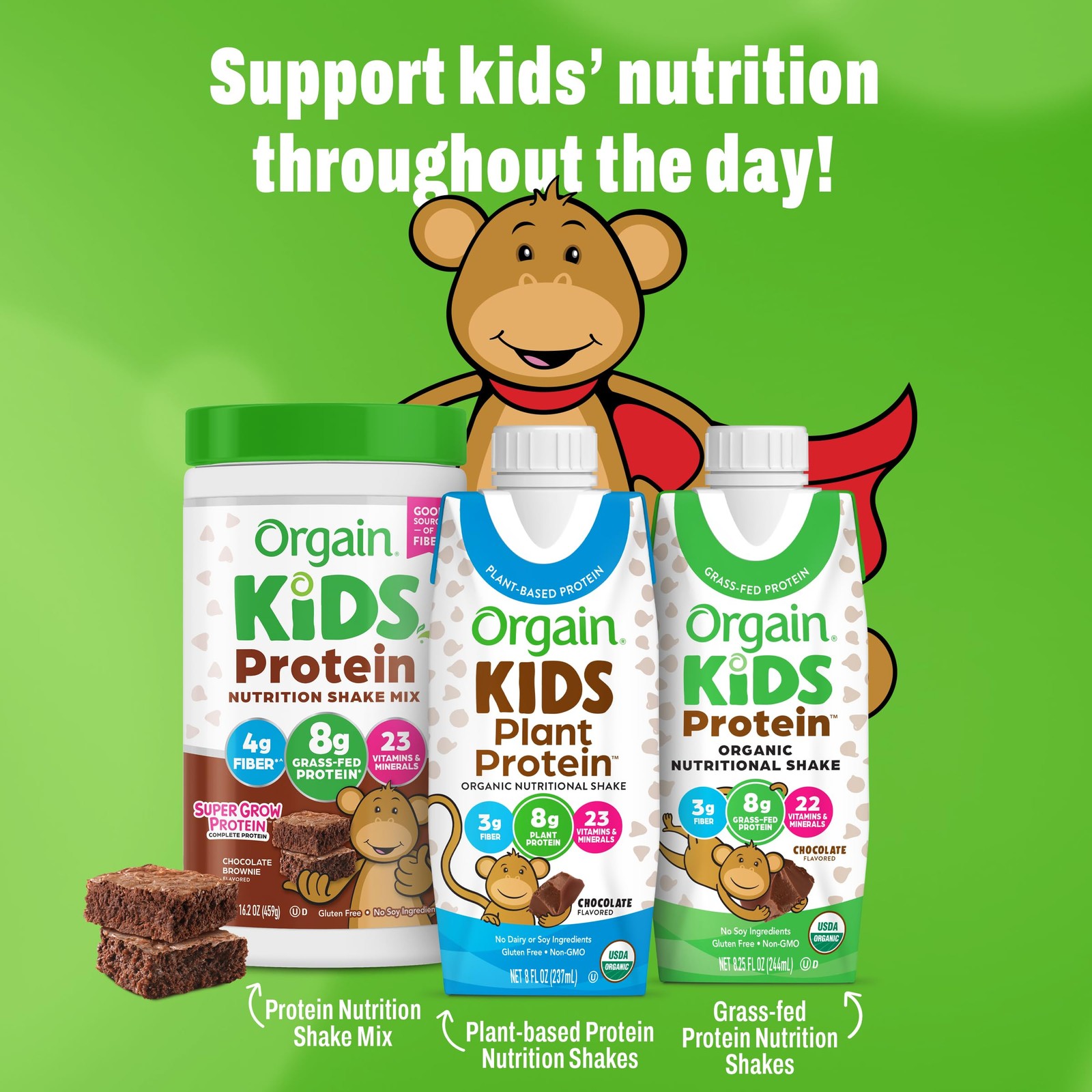 Orgain Organic Kids 8.25 Fl Oz (Pack of 12), Grass Fed Shakes