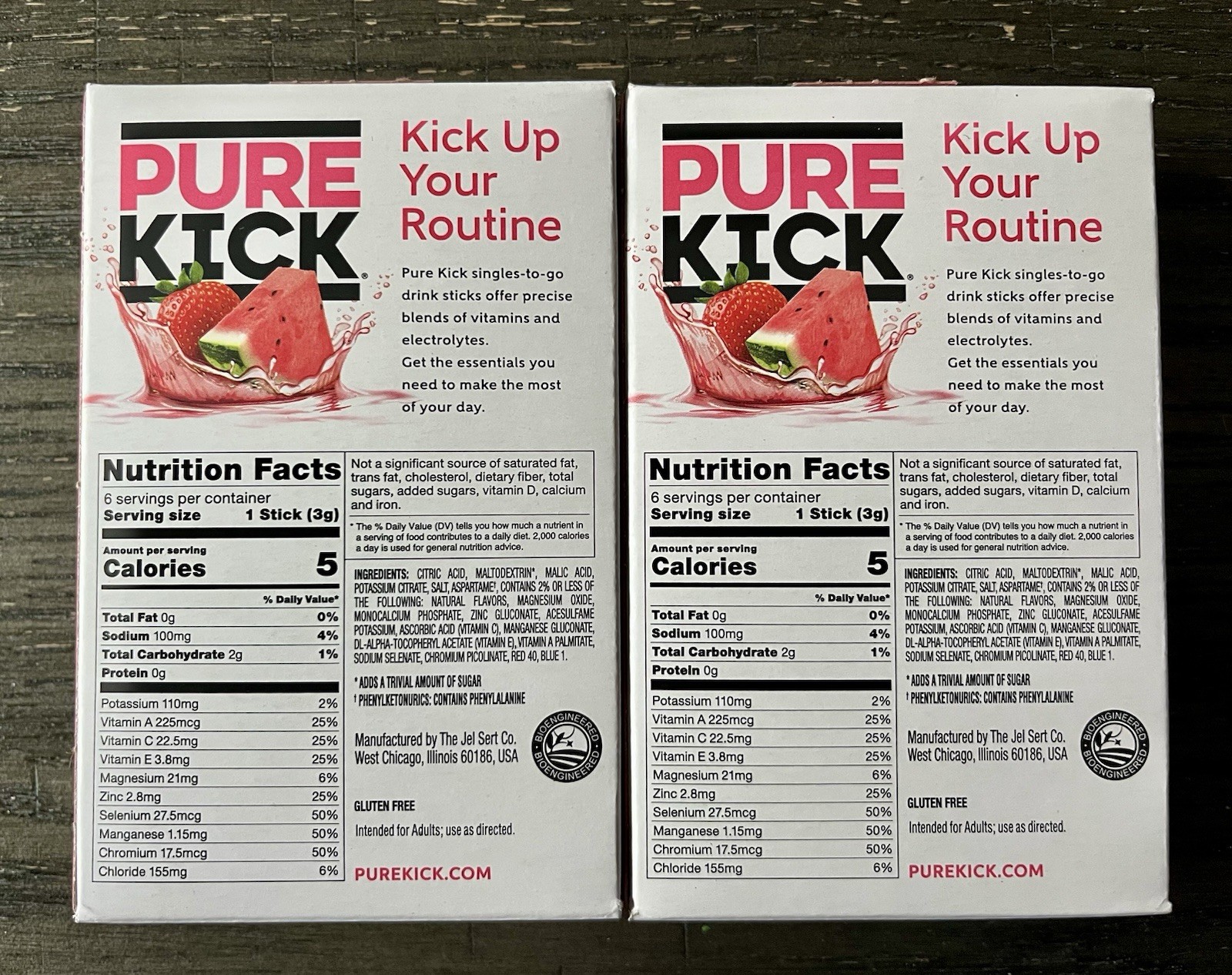 TWO Boxes of Pure Kick Hydrate Strawberry Watermelon Drink Mix Zero Sugar 6pk