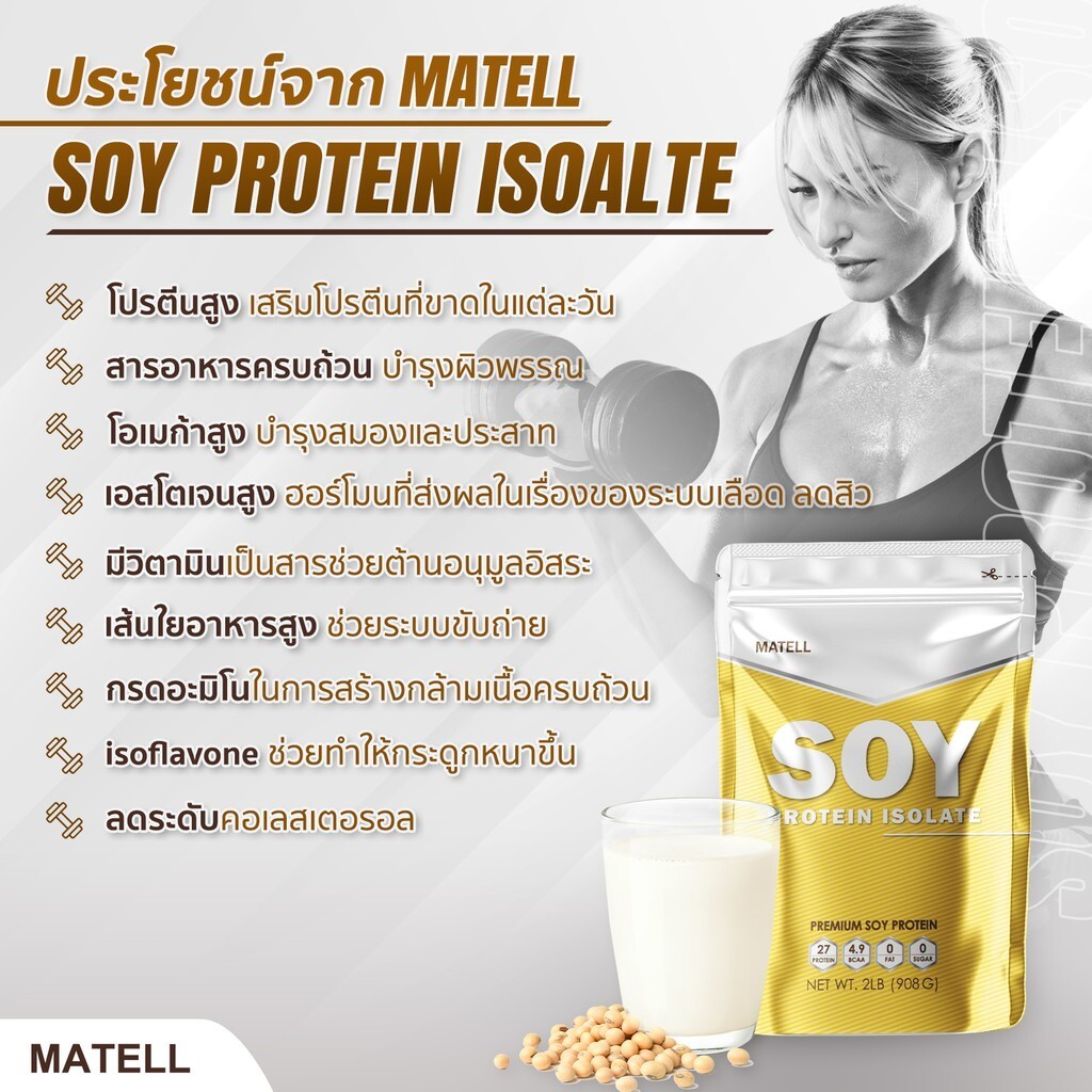 2x Matell Soy Protein Isolate Plant Based Powder Drink Premium Unflavored 908 g