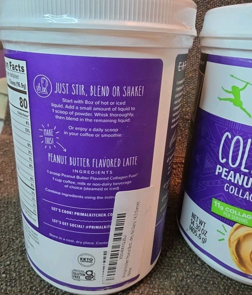 Primal Kitchen Collagen Fuel Drink Mix Peanut Butter Exp 01/26 Lot Of 2 (E5)