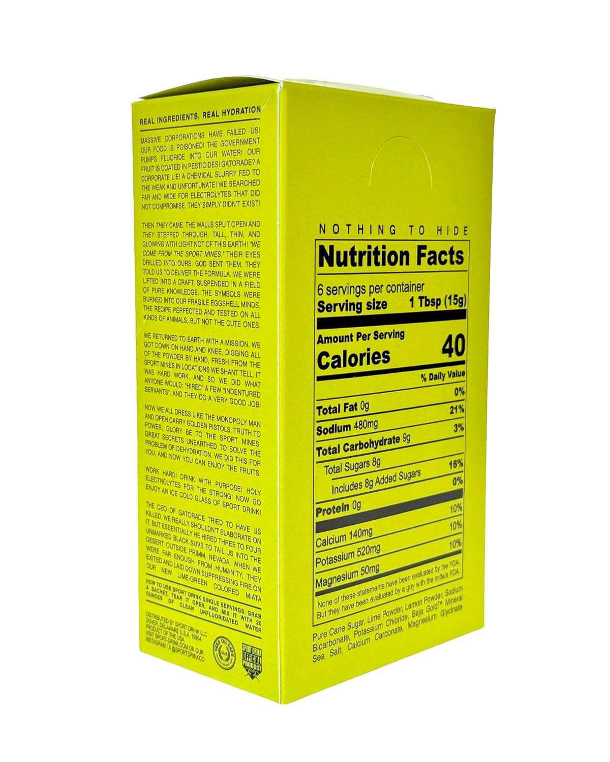 Electrolyte Powder, No Yellow 5 Lemon Lime, 6 Stickpacks, Baja Gold™ Mineral Sea