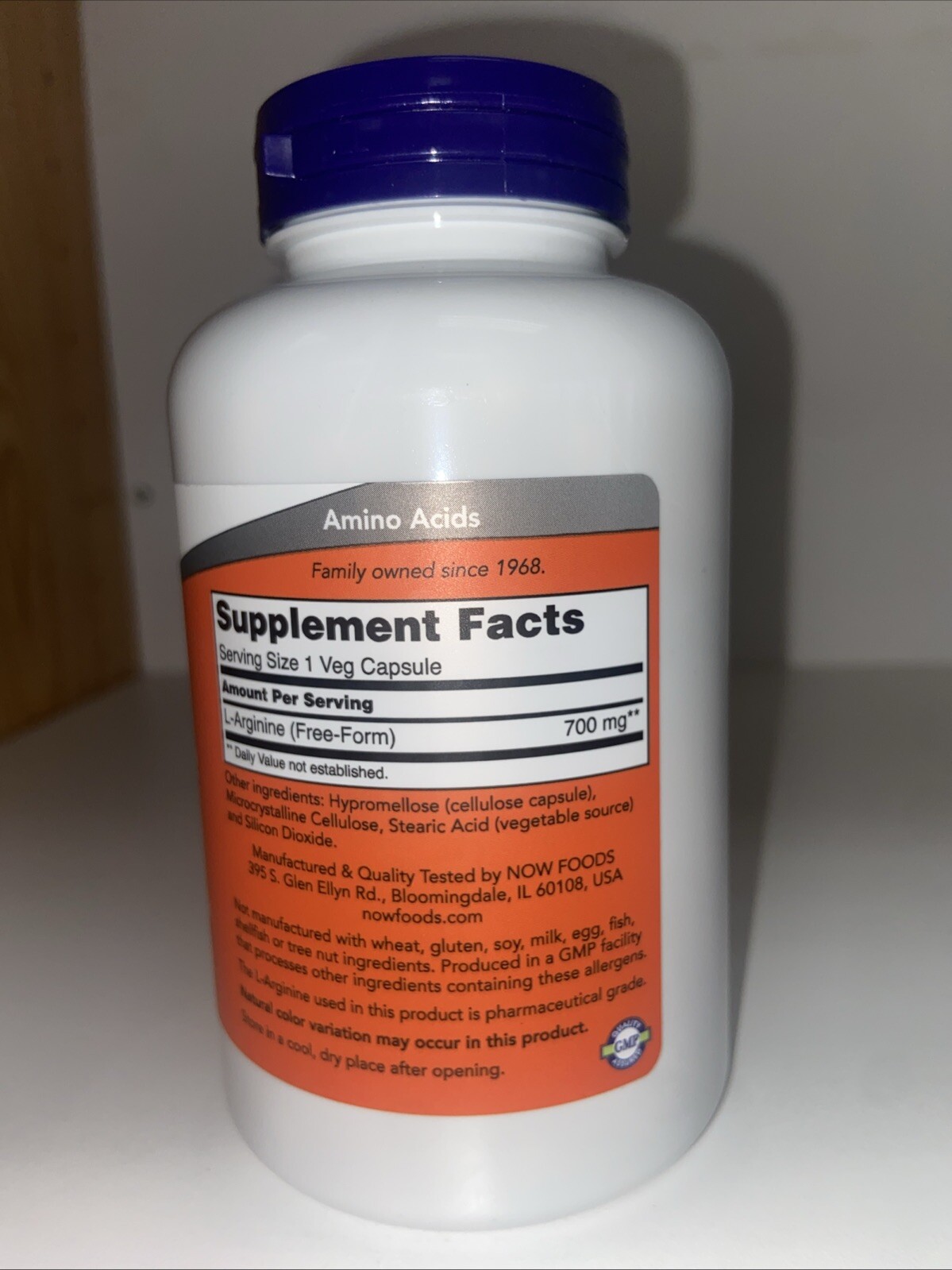 NOW Supplements, L-Arginine 700 mg, Nitric Oxide Precursor*, 180 Veg Capsules