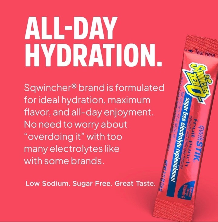 Lot Of 5 Sqwincher ZERO Qwik Stik – Fruit Punch Sugar Free 50 =250 Pack New