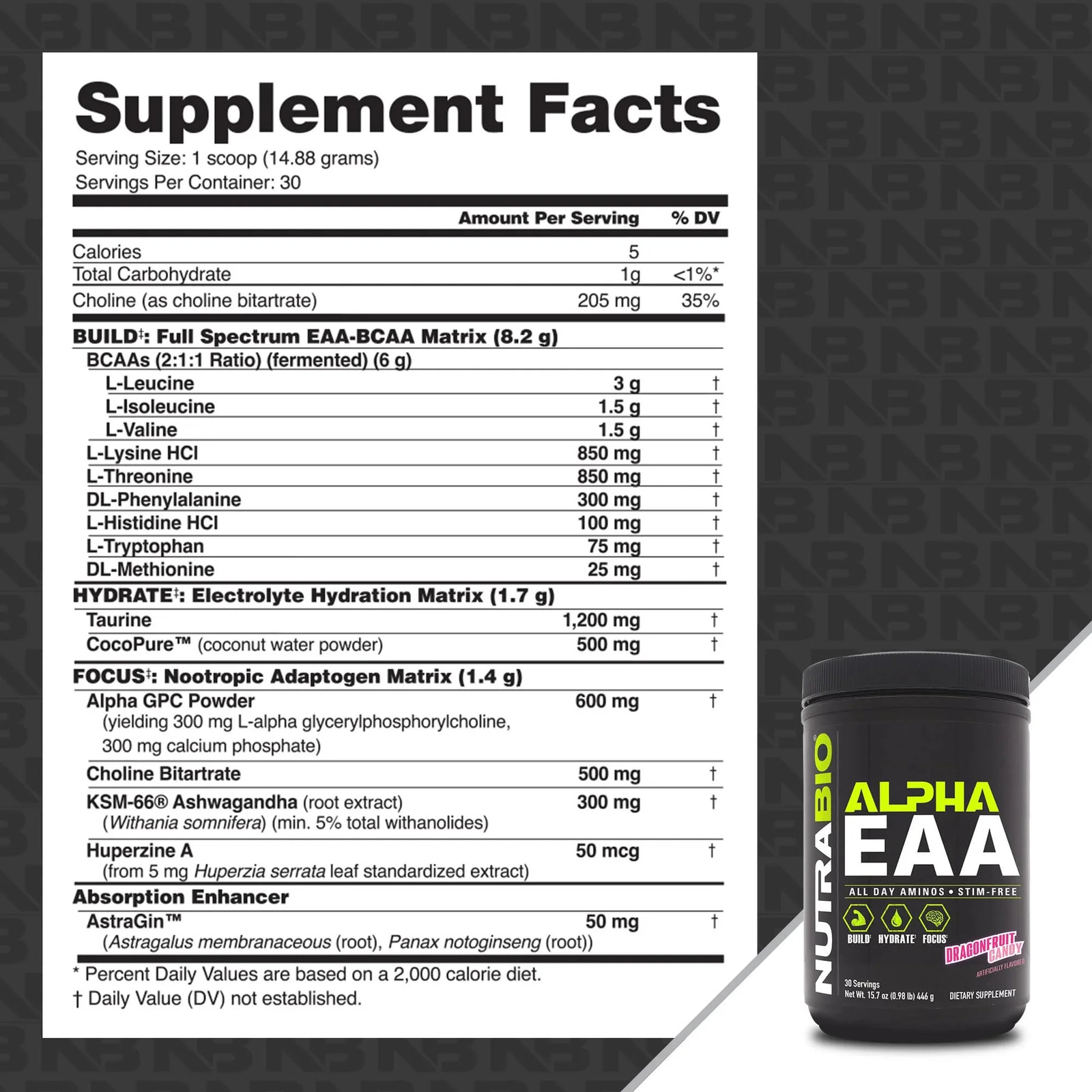 Nutrabio Alpha EAA – All-Day Aminos – Recovery, Energy, Focus, and Hydration Sup
