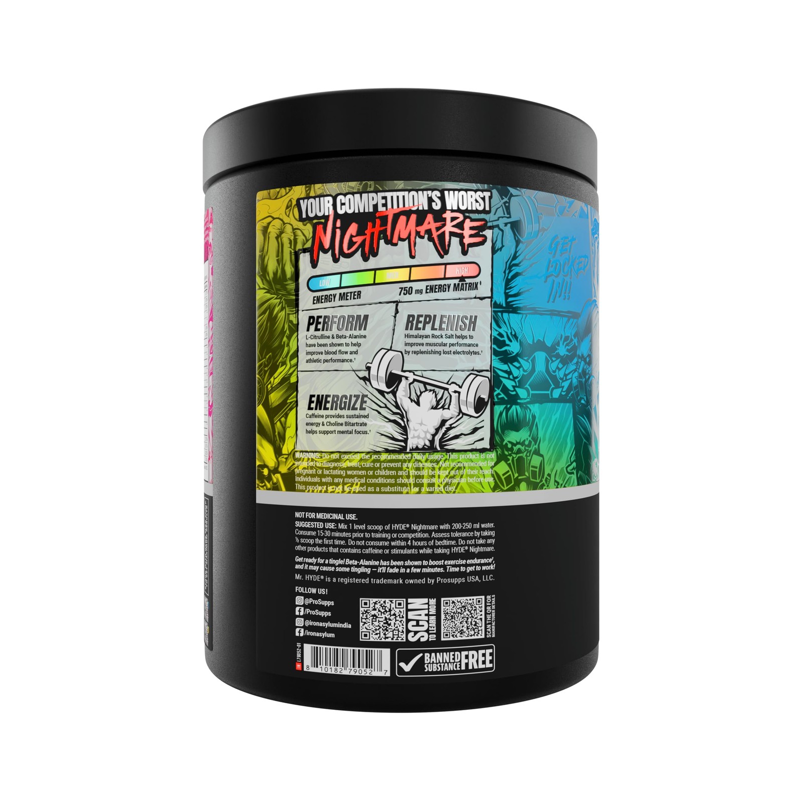 Mr Hyde Nightmare Pre Workout 396g – Energy & Focus Supplement, Jawbreaker