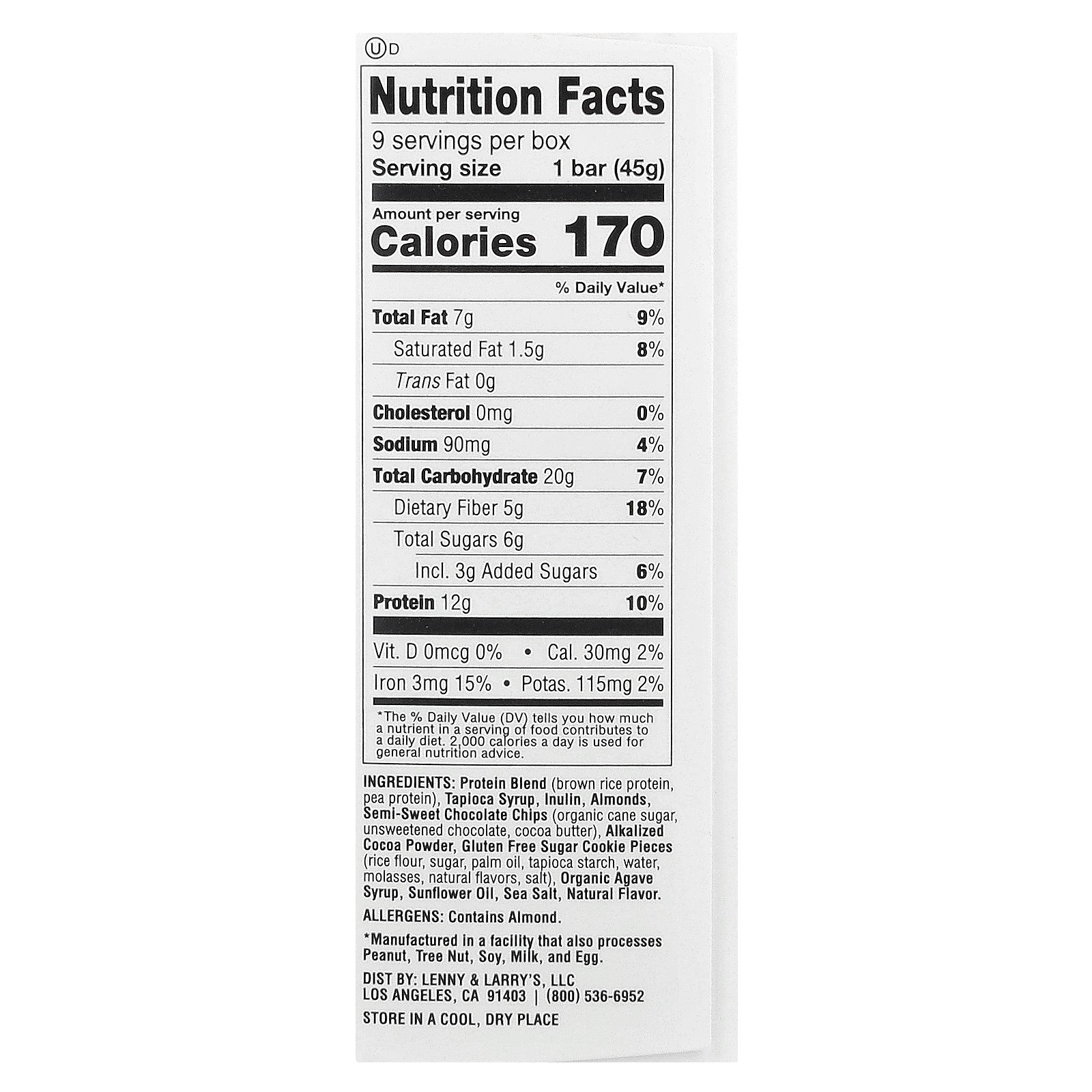 Cookie-Fied® Bar, Chocolate Almond Sea Salt, 9 Bars, 1.59 oz (45 g) Each