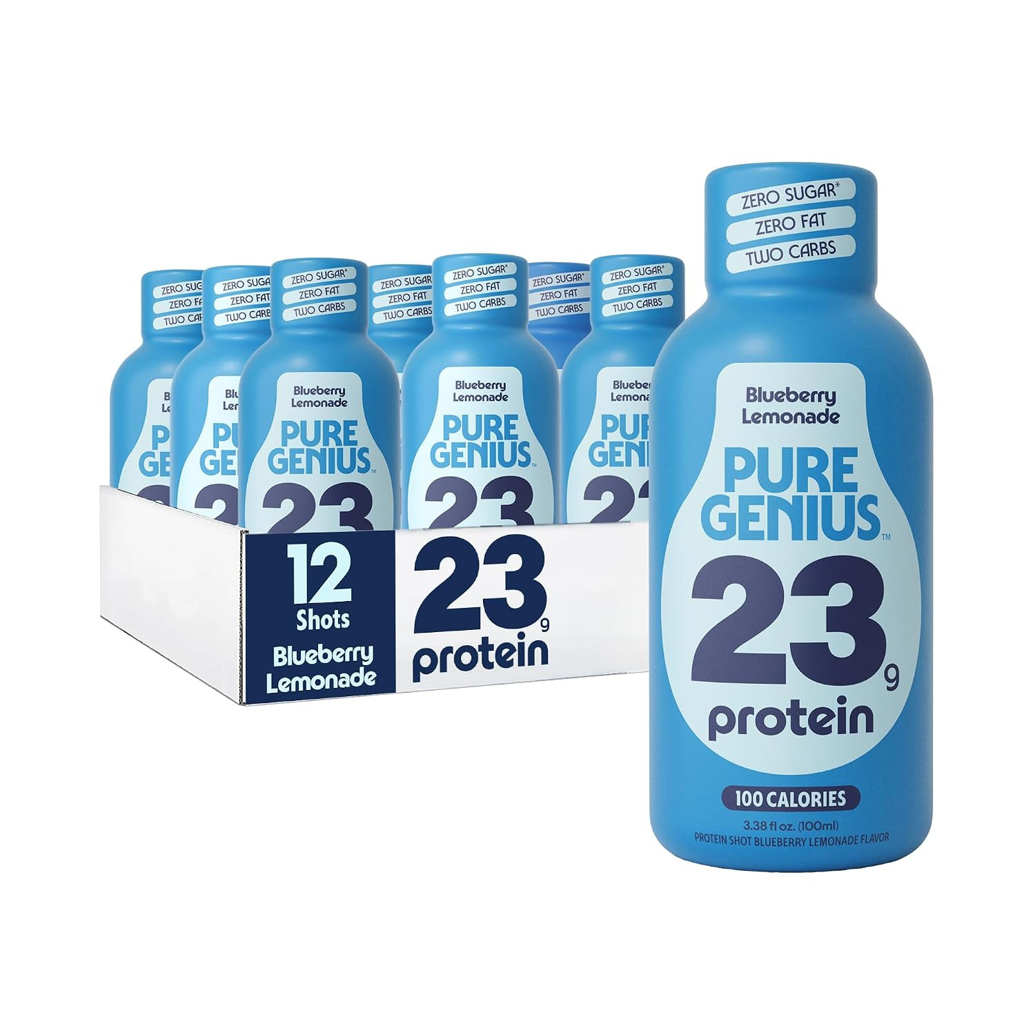 23G Protein Shot | 100 Calories, No Sugar, No Fat | 12 Shots | Whey & Collagen,