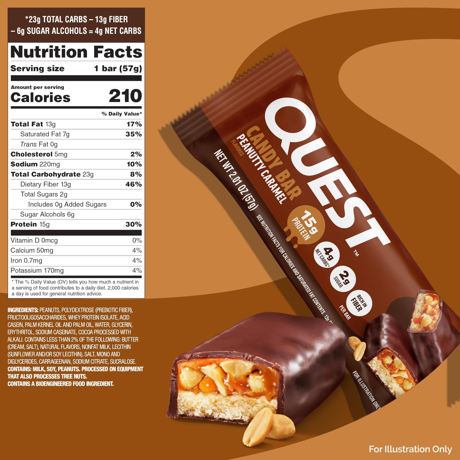 Quest Nutrition Protein Bar, Peanutty Caramel Flavor, 12 Count (Pack of 1)