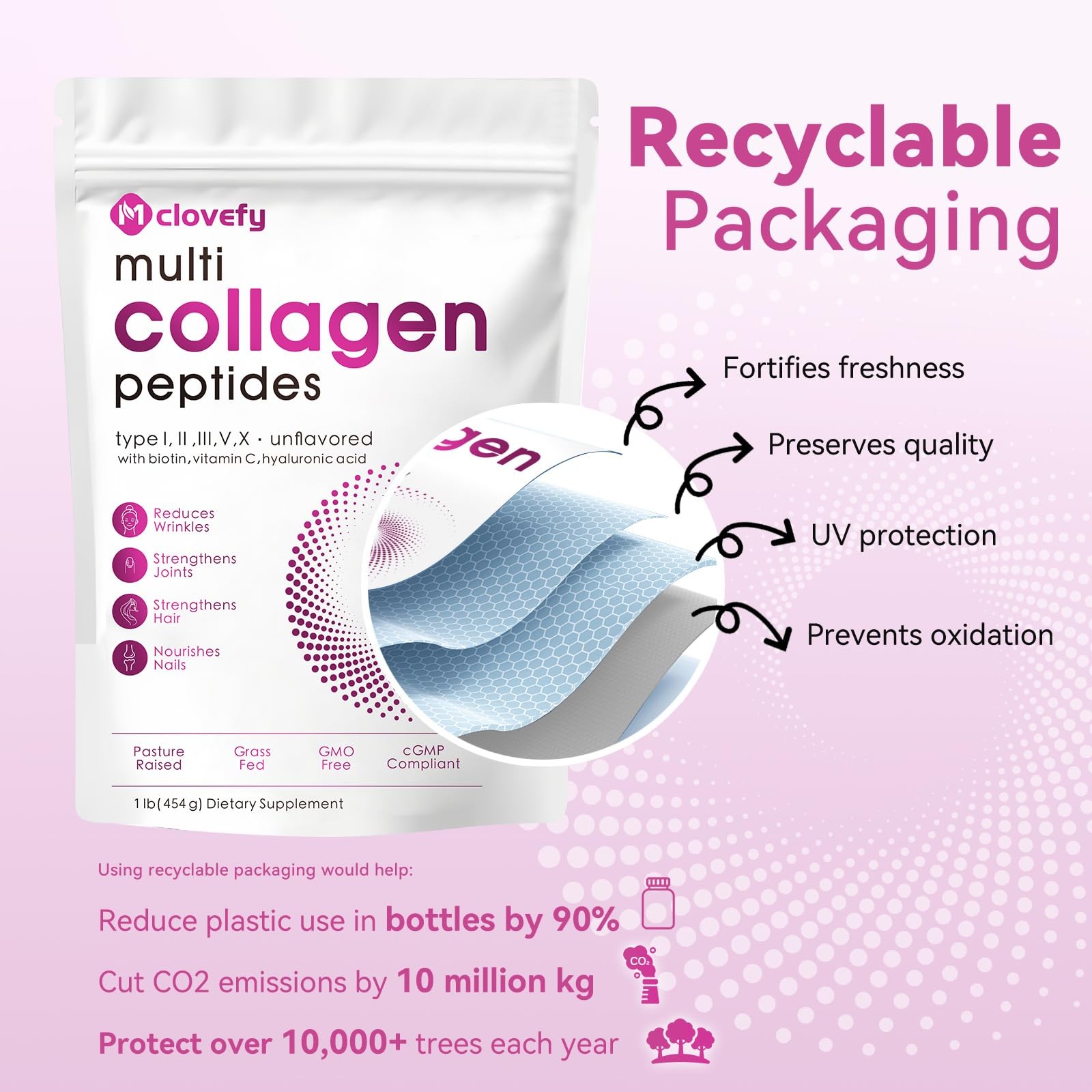 Mclovefy Multi Collagen Peptides Powder, 16 Oz (41 16 Ounce (Pack of 1)