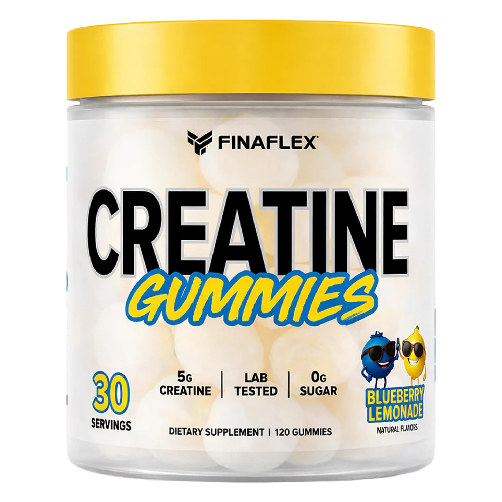 FINAFLEX Creatine Gummies 120 Gummies Blueberry Lemonade Flavor Promotes M…