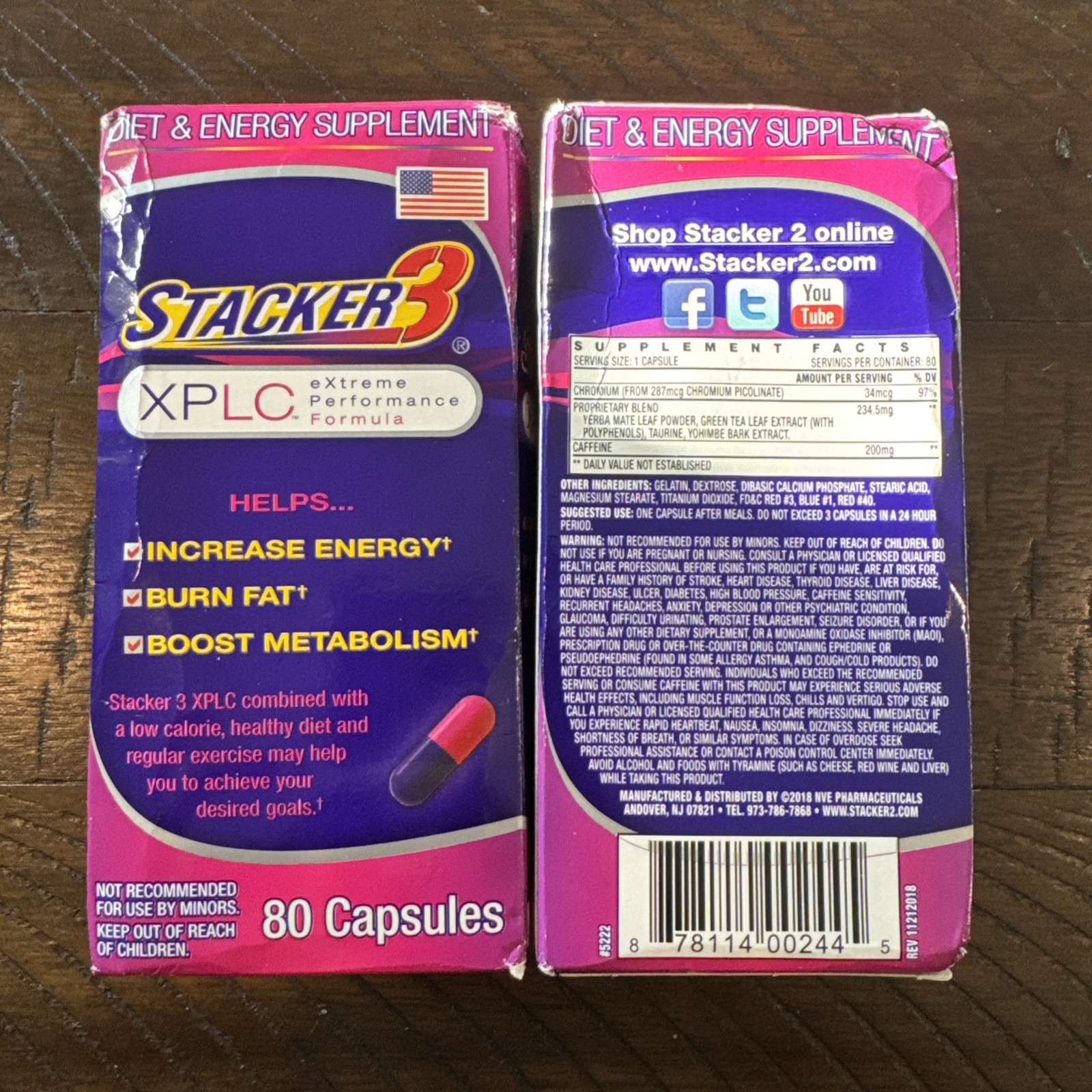 Stacker 3 XPLC 80 Capsules/Bottle Supplement 2X Bottles 160 Capsules Sealed NEW