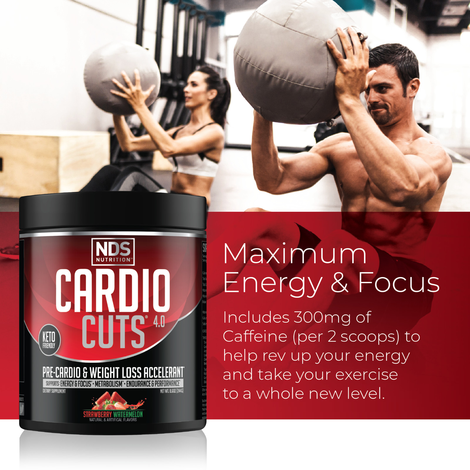 CARDIO CUTS 4.0 – Pre-Cardio-Weight Loss Drink – Strawberry Watermelon 40 Serve