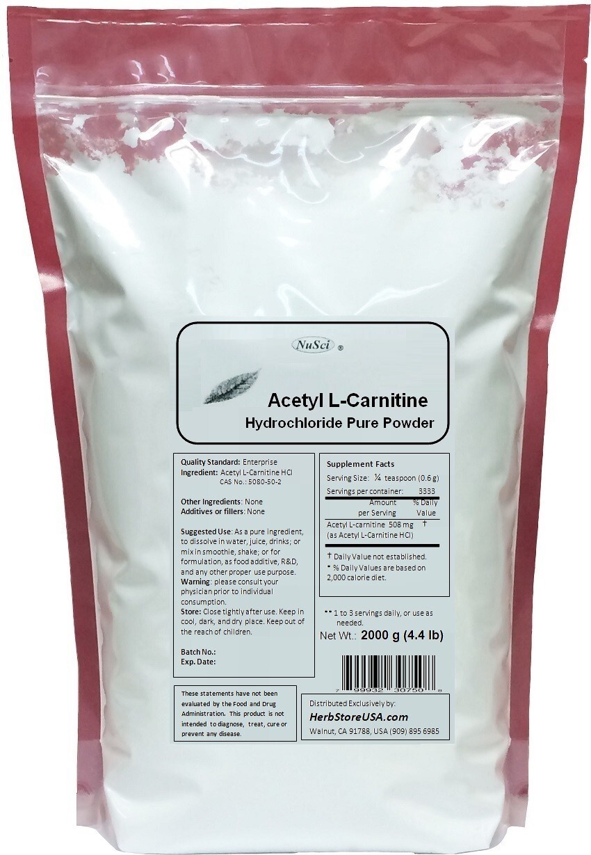 NuSci Pure 2000g (4.4LB) Acetyl L-Carnitine Powder ALC Bulk