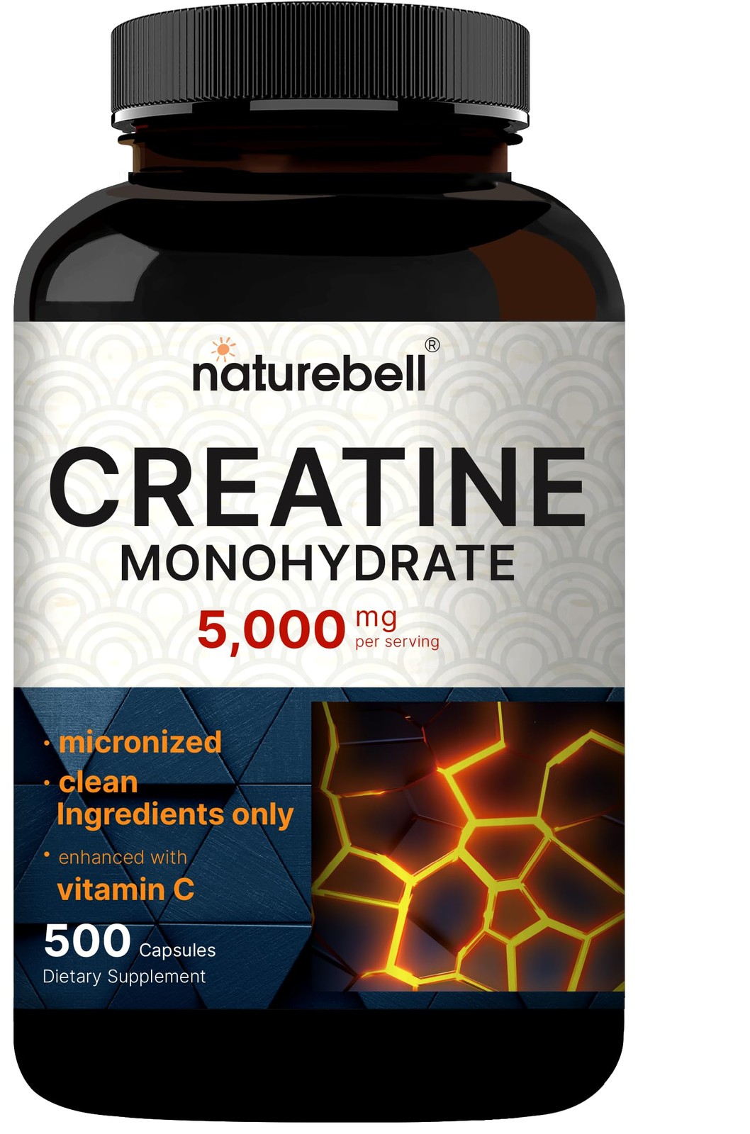 NatureBell Creatine Monohydrate Capsules 5,000mg Per 500 Count (Pack of 1)