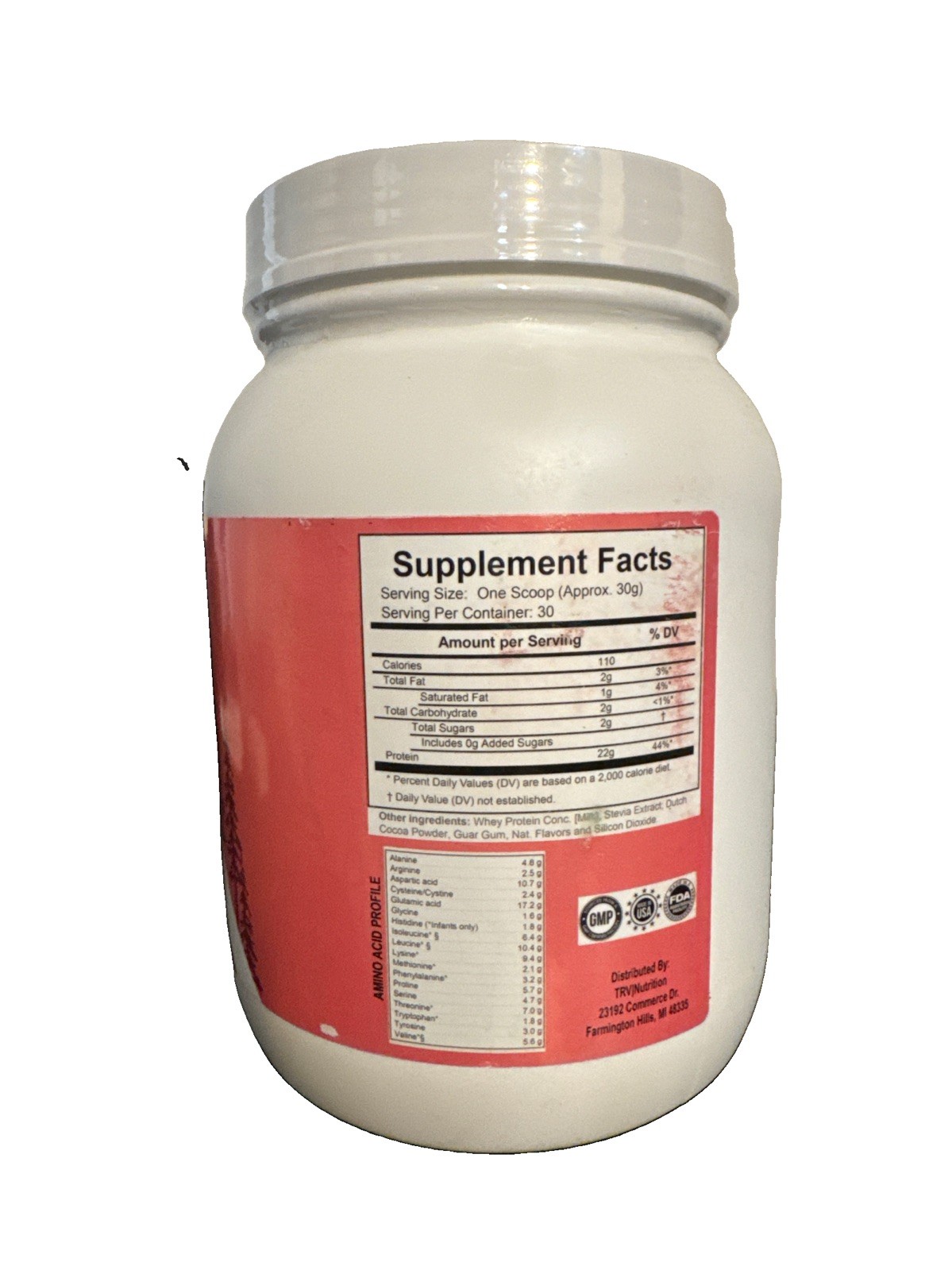 TRV Nutrition Whey Protein Powder Chocolate Milkshake Flavor 2ibs 30 Servings