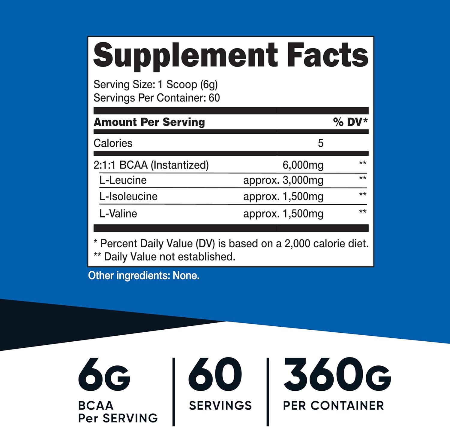 BCAA Powder 2:1:1 (Unflavored, 60 Servings) – Vegetarian, Non-Gmo, Gluten Fre…