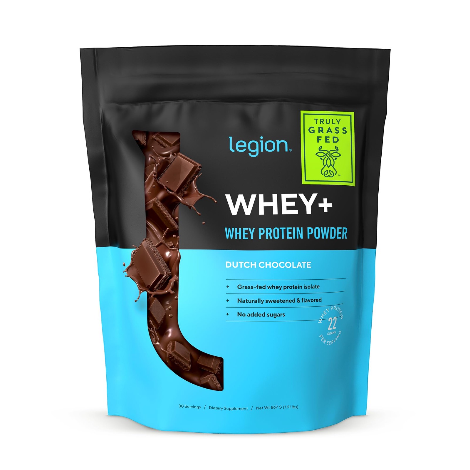 Grass Fed Whey Protein Powder Chocolate 30 Servings No Lactose 100 Pure