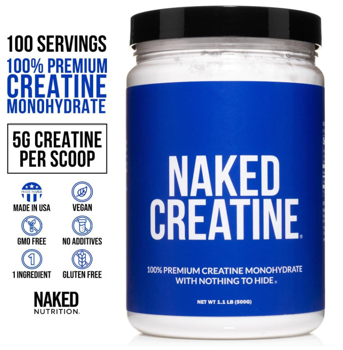 Naked Pure Micronized Creatine Monohydrate Powder – Unflavored, 500g, 1.1lb Bulk