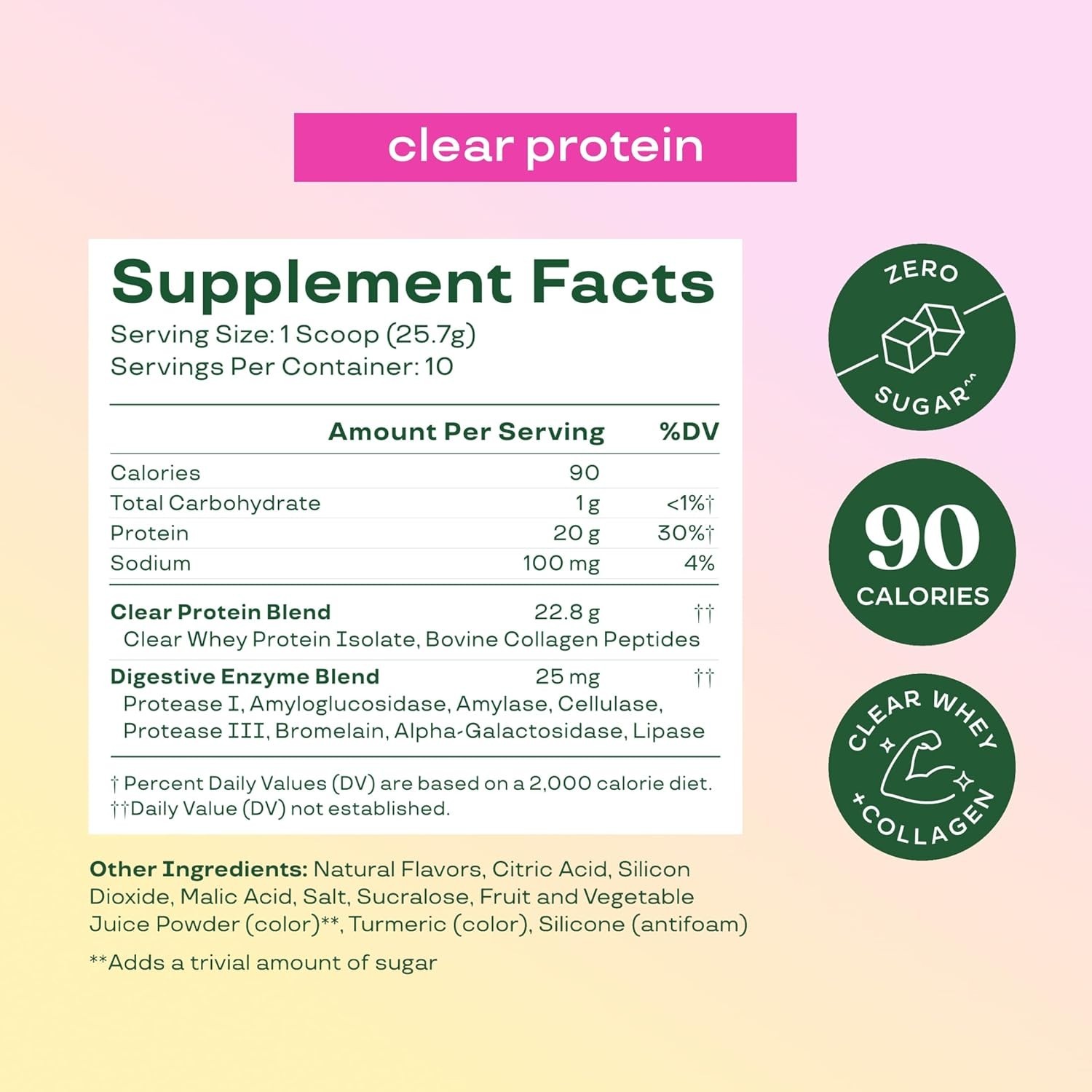 Bloom Whey Clear Protein Raspberry Lemonade 10 Servings 9.07 fl oz Collagen
