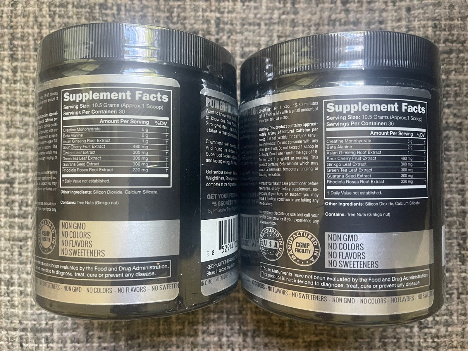 PURE POWER NATURAL PRE-WORKOUT Supplement: Unflavored 315g – 11.1 oz