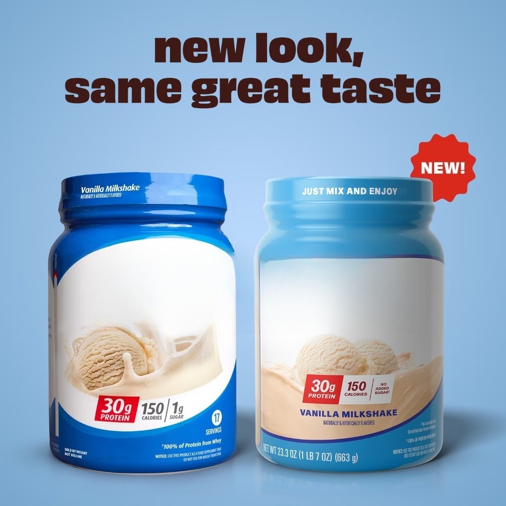 100% Whey Protein Powder, Vanilla Milkshake, 30g Protein, 23.3 oz, 1.7 lb