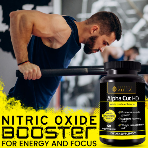 Science of Alpha – Alpha Cut HD Nitric Oxide Enhancer 60 Veggie Capsules Energy