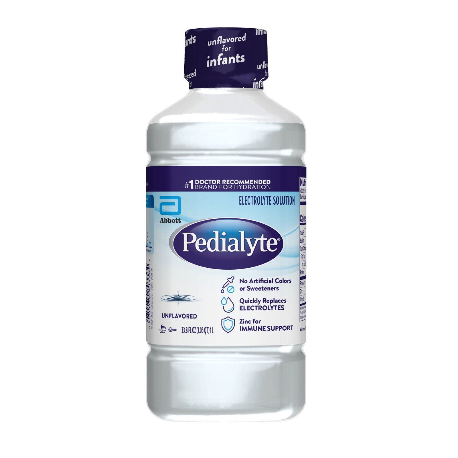 (4 pack) Pedialyte Electrolyte Drink, For Kids & Adults, Unflavored, 1 Liter