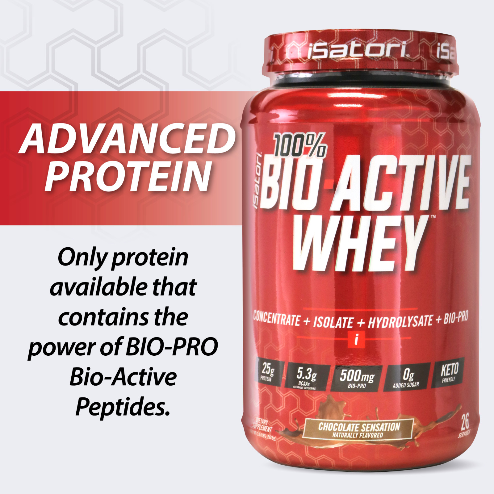 100% BIO-ACTIVE WHEY PROTEIN for Strength-Muscle-Recovery – Choc / 26 Servings