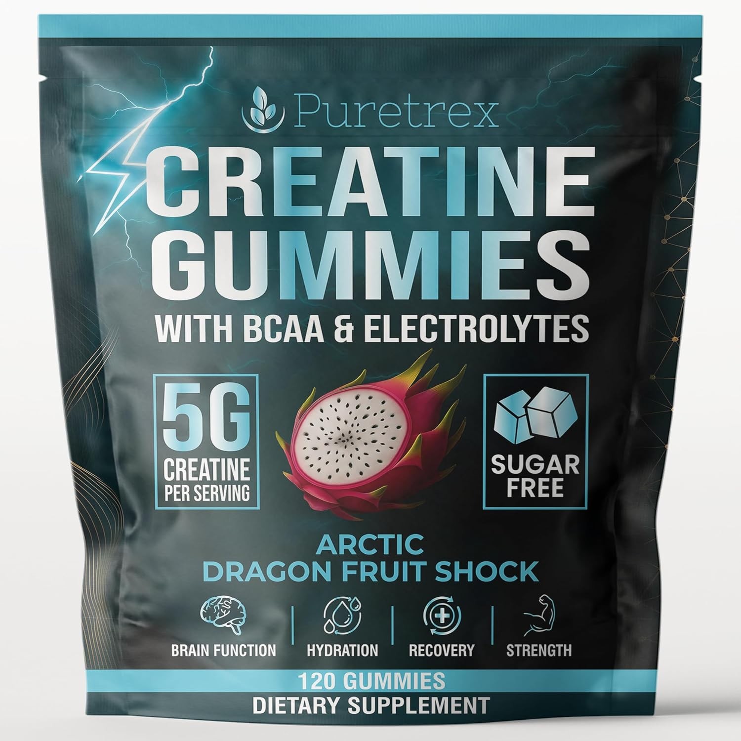 Creatine Gummies Sugar Free Arctic Dragon Fruit 5G per Serving 120 Count